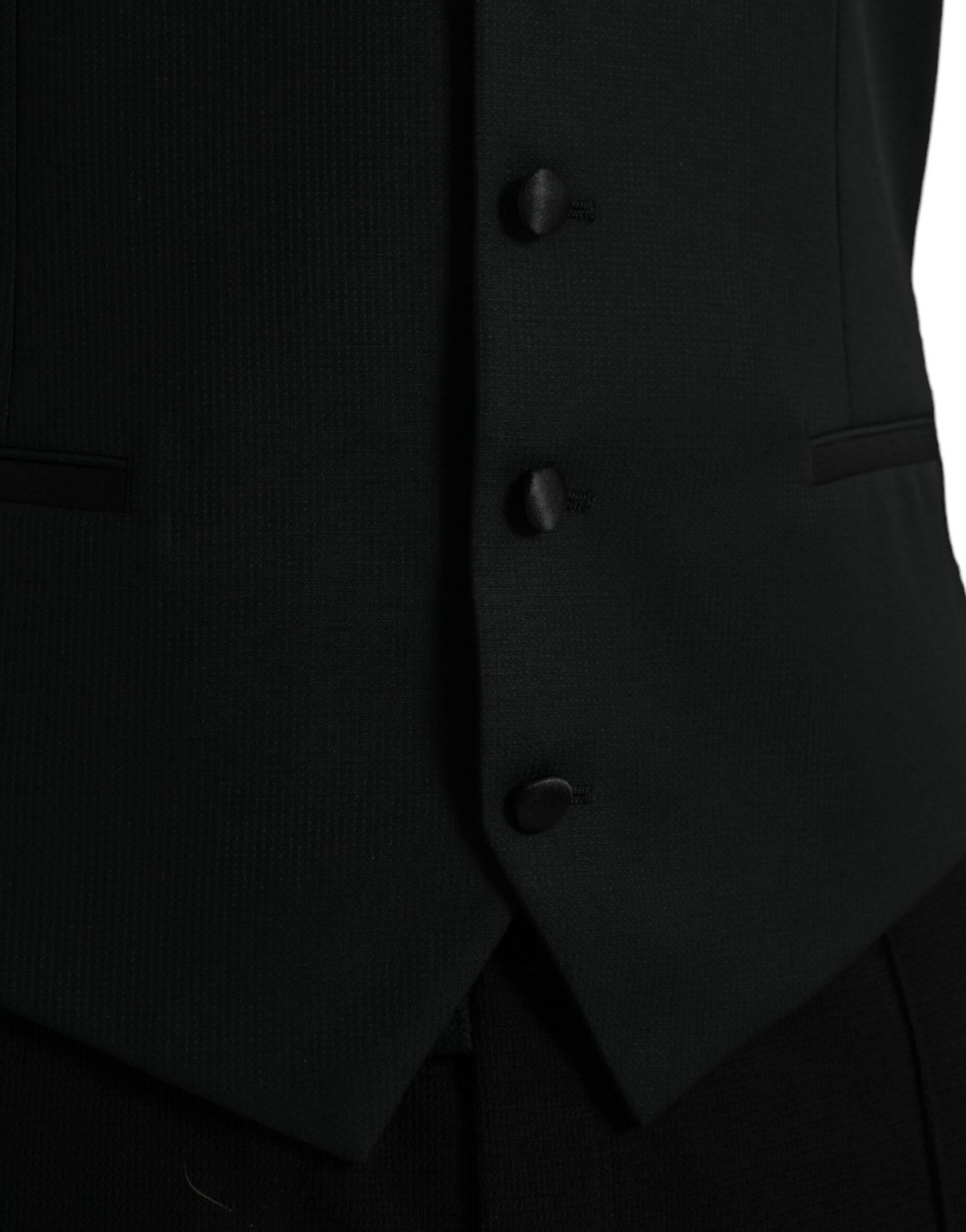 Dolce & Gabbana Black Wool Waistcoat Dress Formal Vest - Hilstor