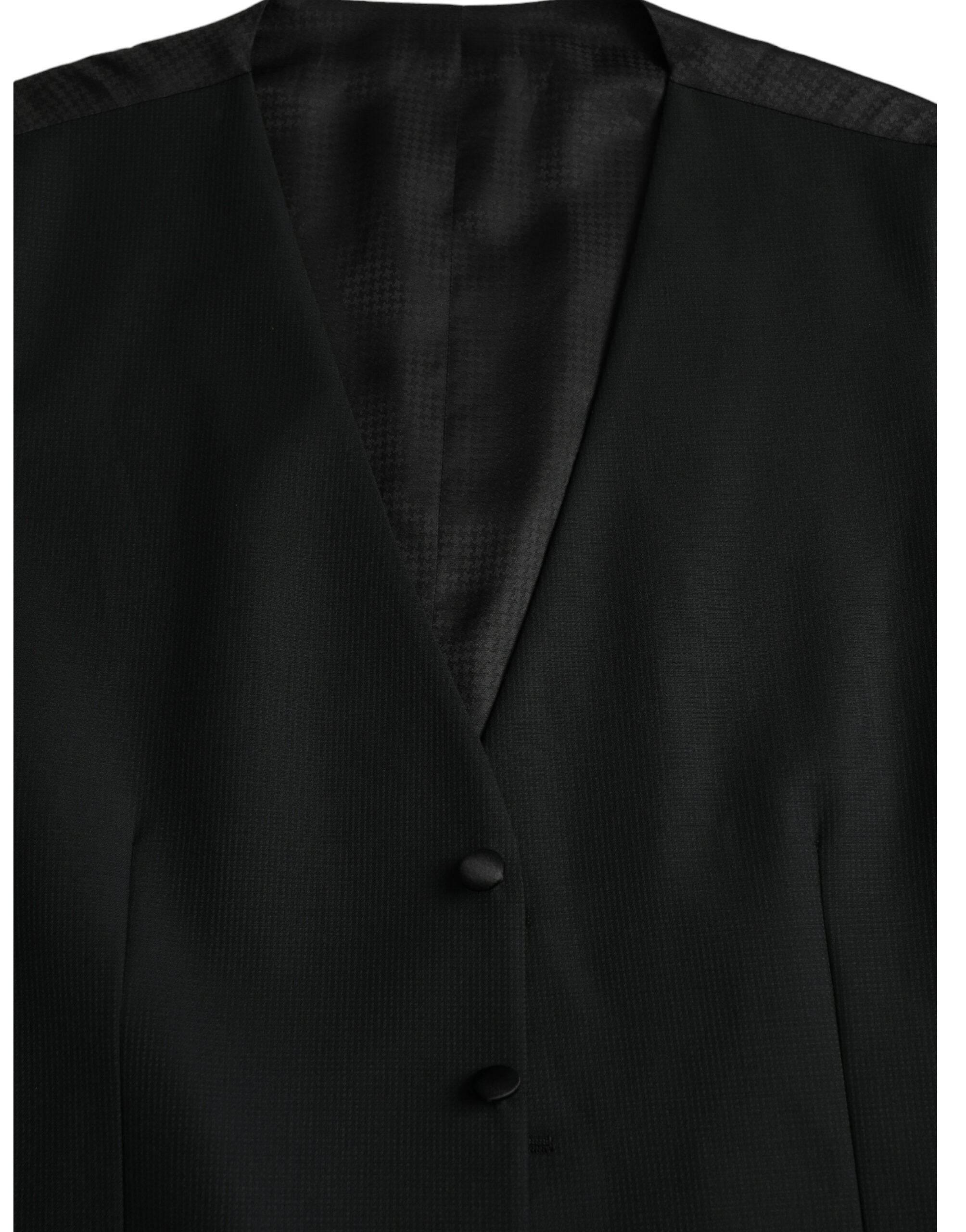 Dolce & Gabbana Black Wool Waistcoat Dress Formal Vest - Hilstor