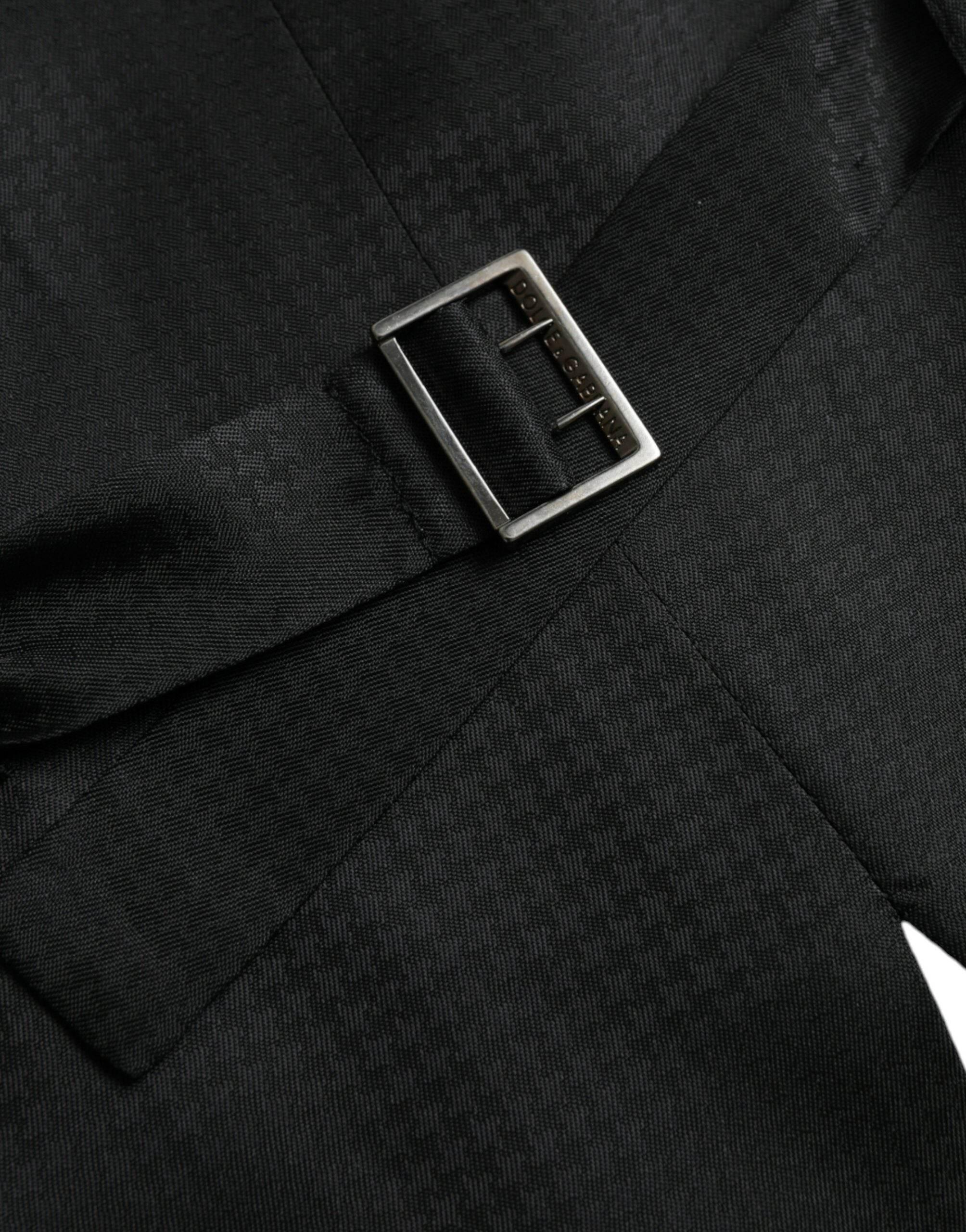 Dolce & Gabbana Black Wool Waistcoat Dress Formal Vest - Hilstor