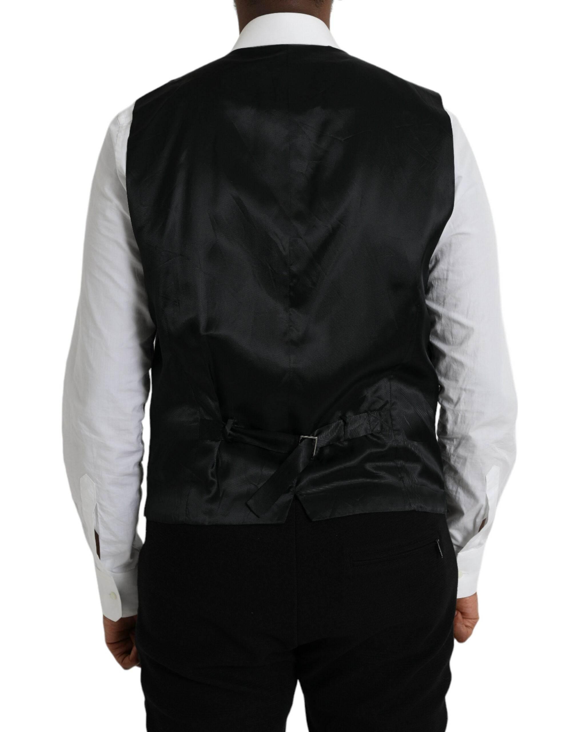 Dolce & Gabbana Black Wool Waistcoat Dress Formal Vest - Hilstor
