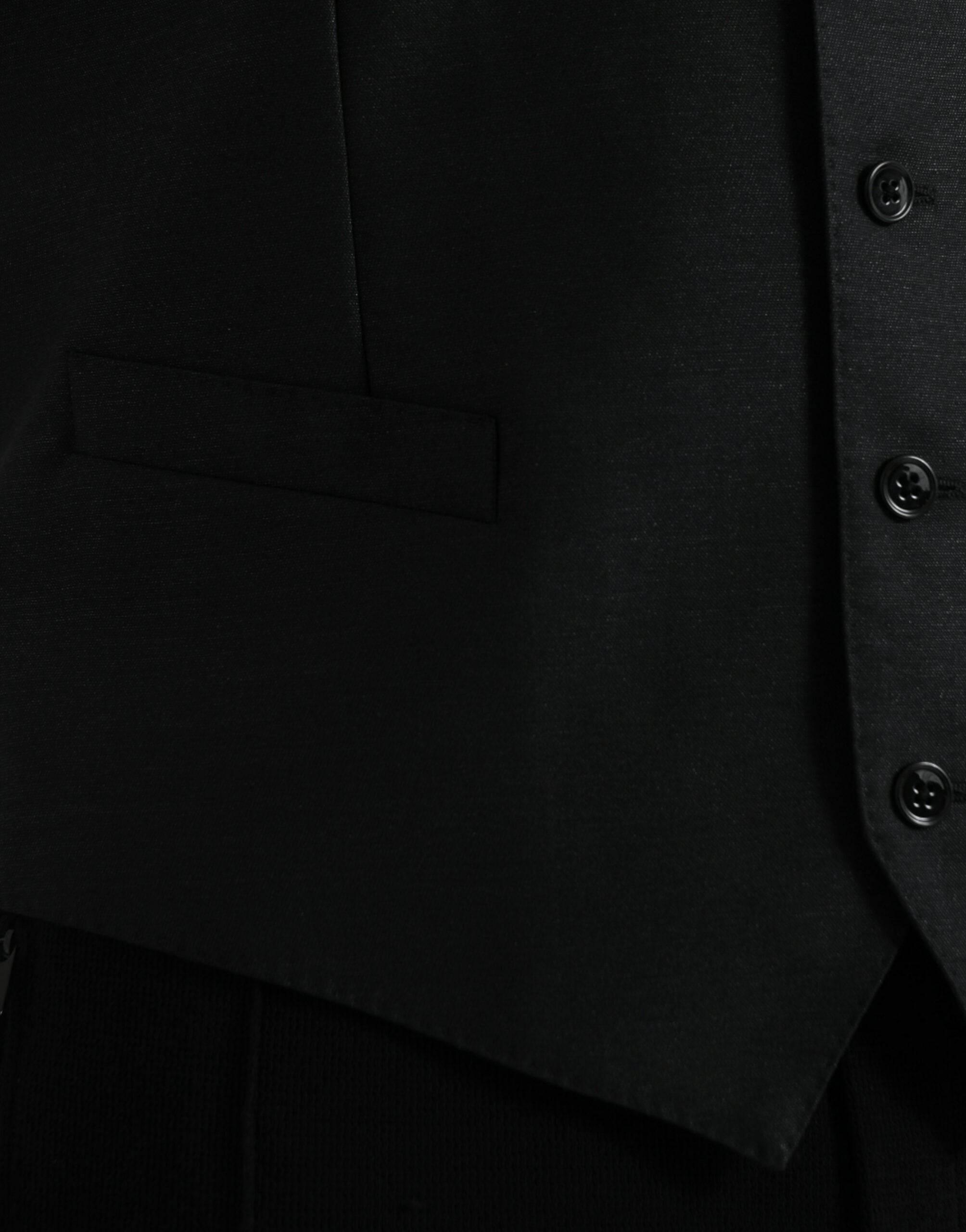 Dolce & Gabbana Black Wool Waistcoat Dress Formal Vest - Hilstor