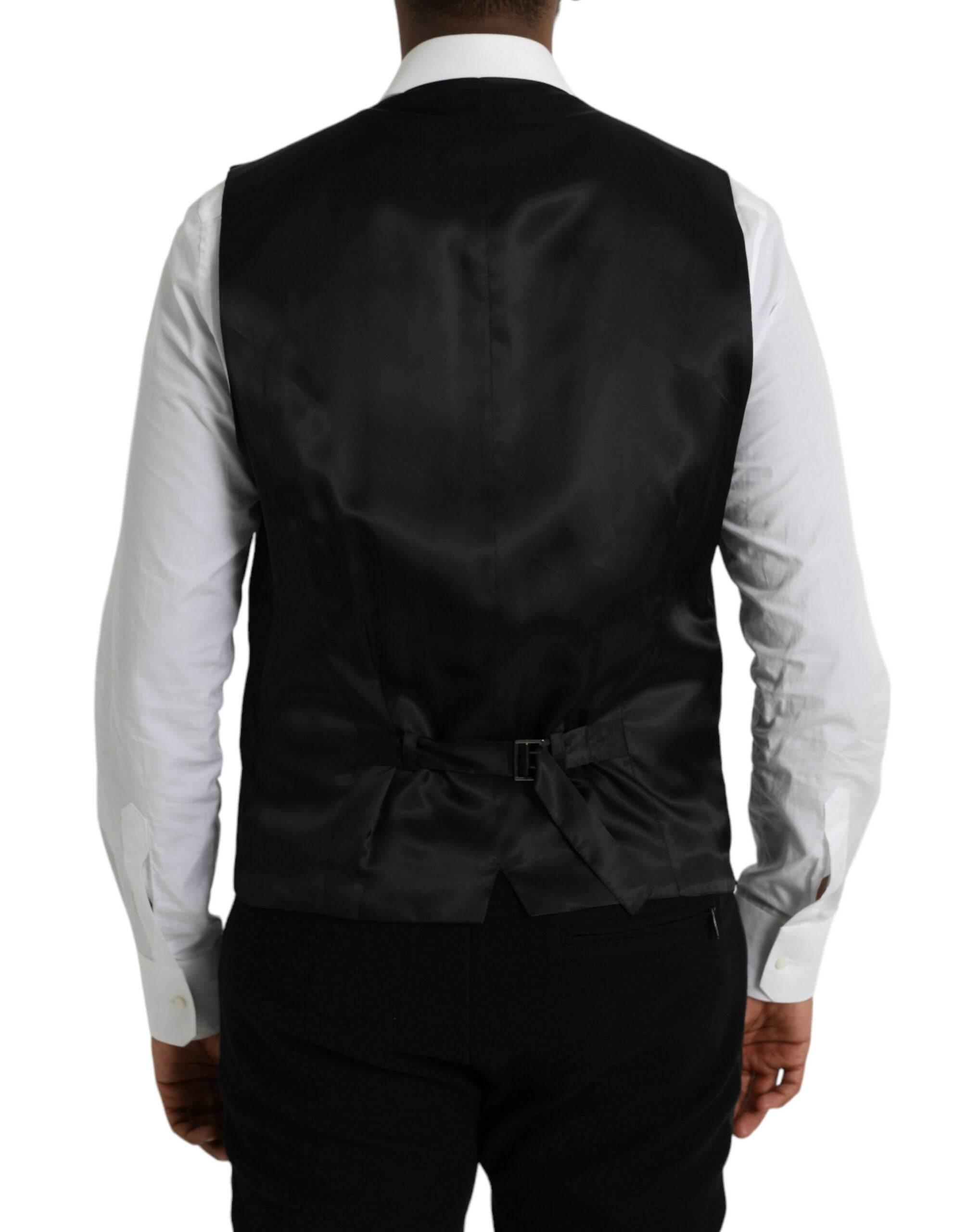 Dolce & Gabbana Black Wool Waistcoat Dress Formal Vest - Hilstor