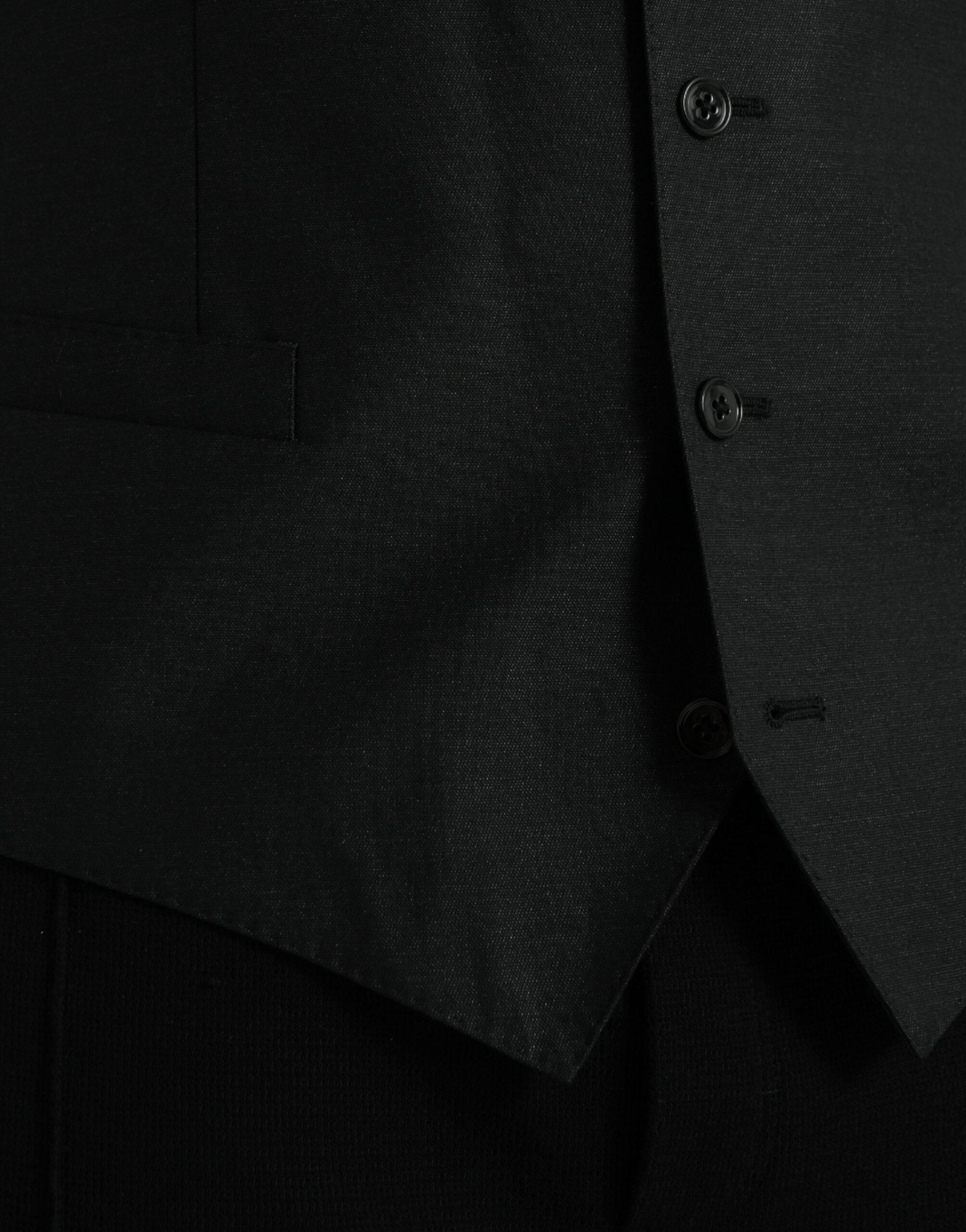 Dolce & Gabbana Black Wool Waistcoat Dress Formal Vest - Hilstor