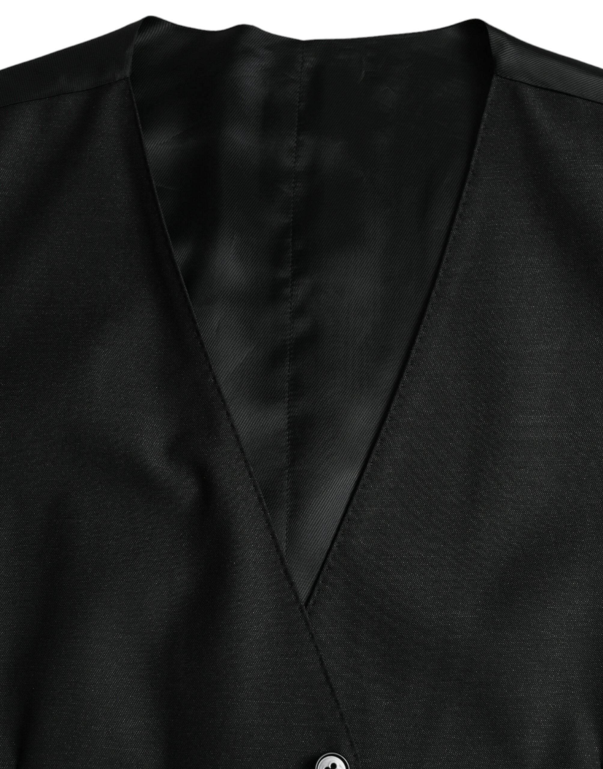 Dolce & Gabbana Black Wool Waistcoat Dress Formal Vest - Hilstor
