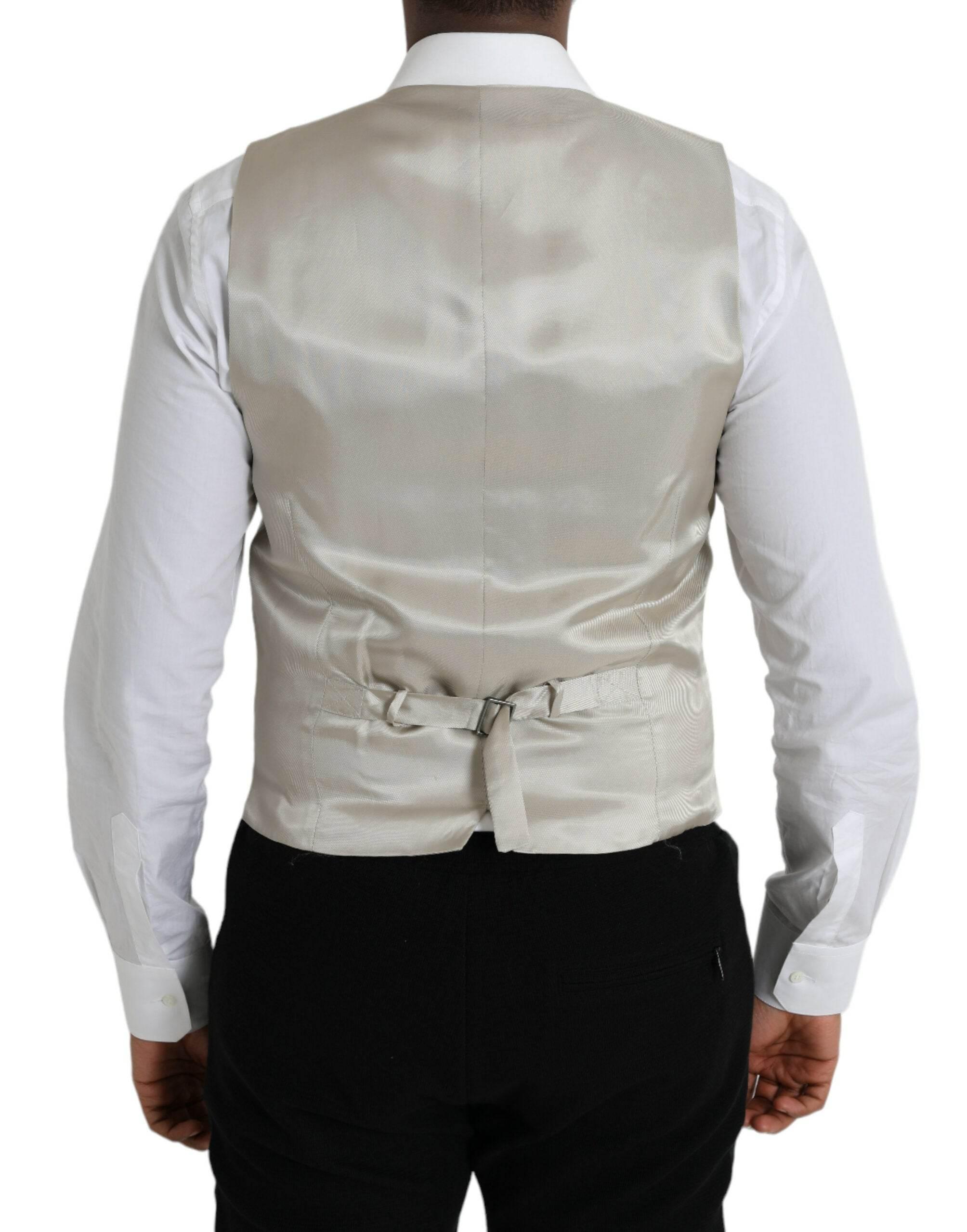 Dolce & Gabbana Light Gray Wool Formal Dress Waistcoat Vest - Hilstor