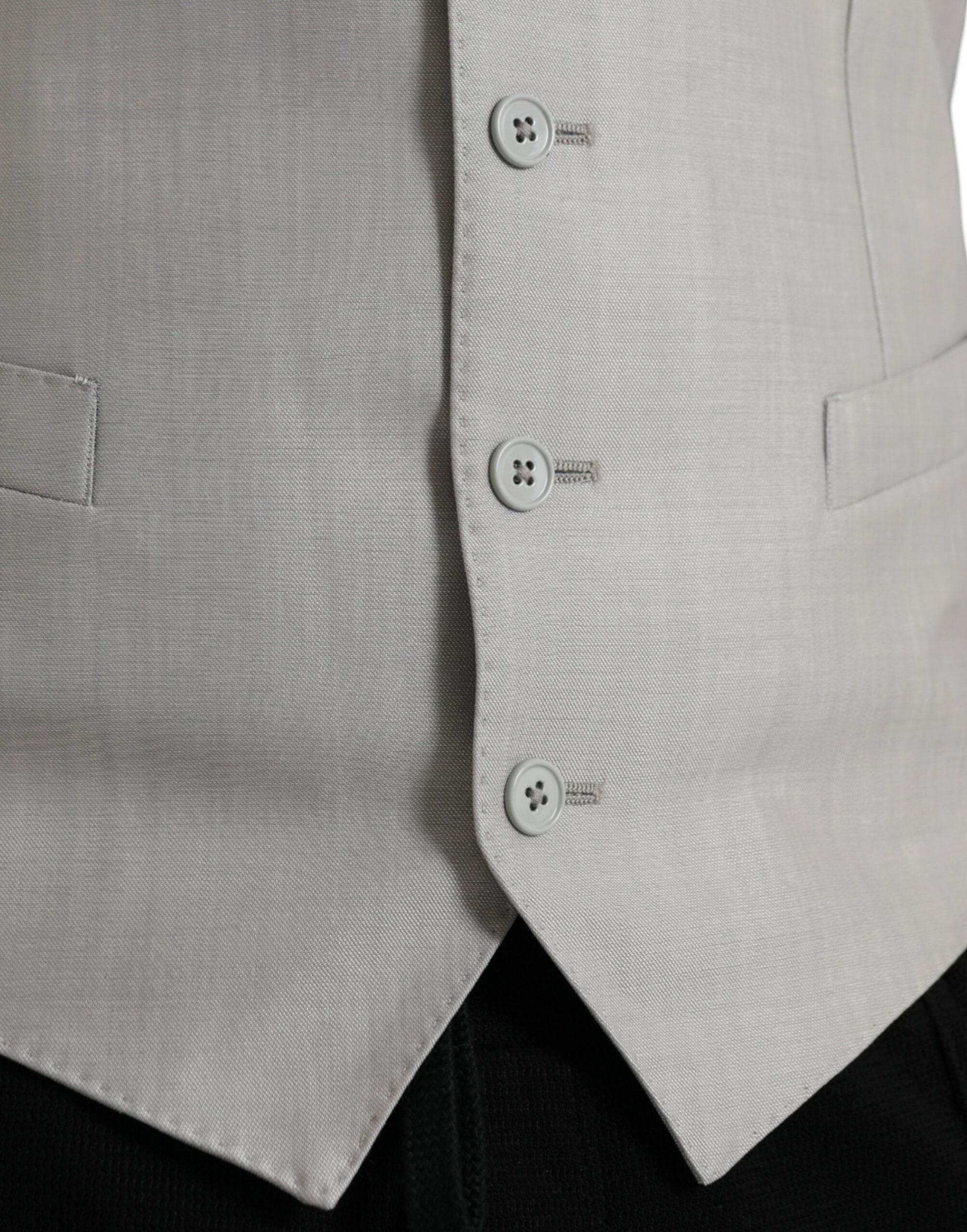 Dolce & Gabbana Light Gray Wool Formal Dress Waistcoat Vest - Hilstor