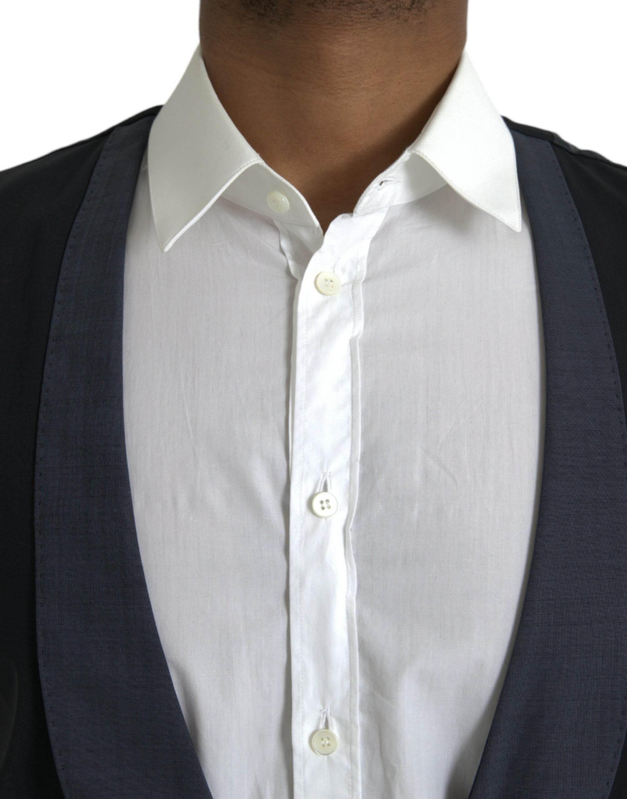 Dolce & Gabbana Black Wool Waistcoat Dress Formal Vest - Hilstor