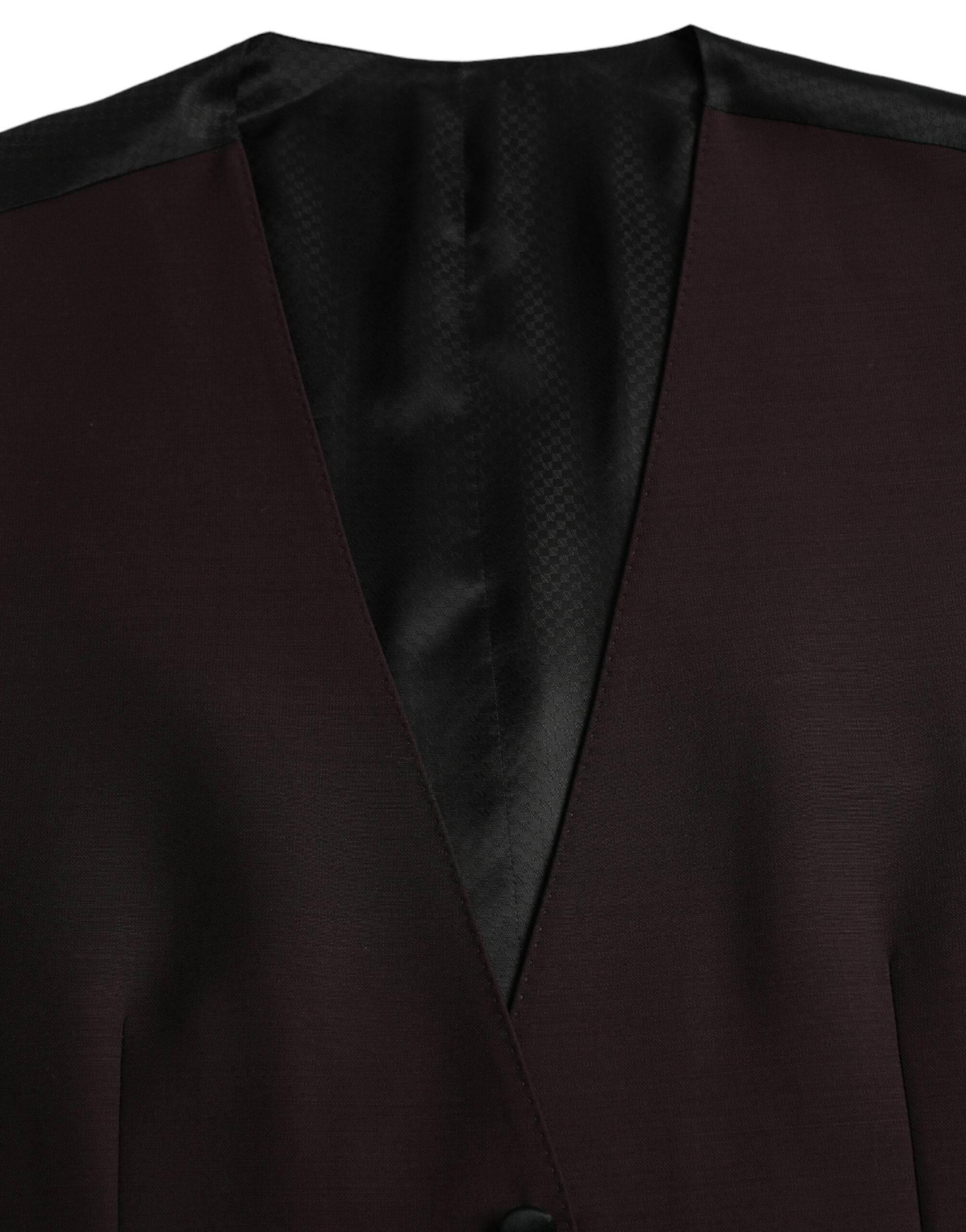 Dolce & Gabbana Brown Wool Waistcoat Dress Formal Vest - Hilstor