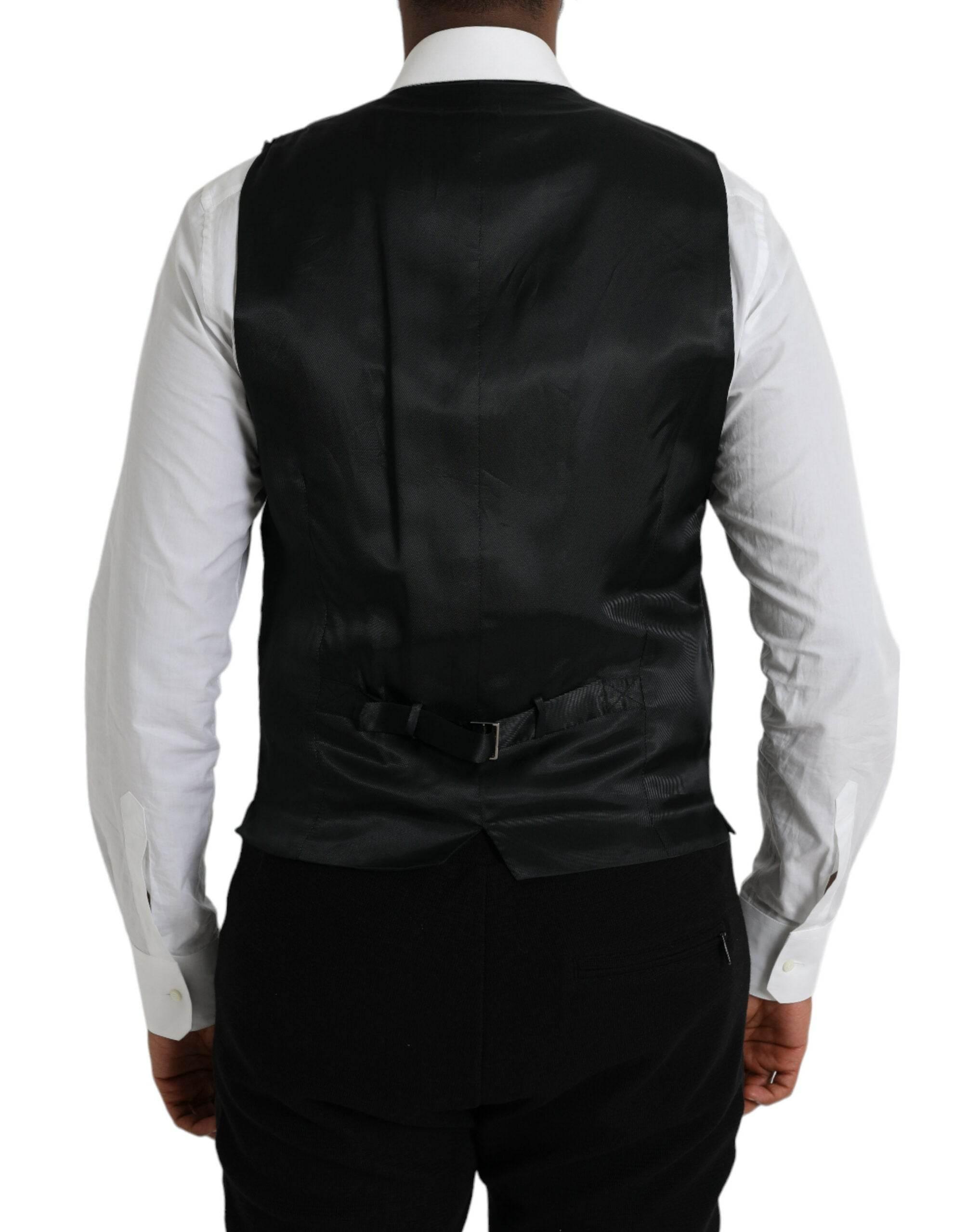 Dolce & Gabbana Black Cotton Waistcoat Dress Formal Vest - Hilstor