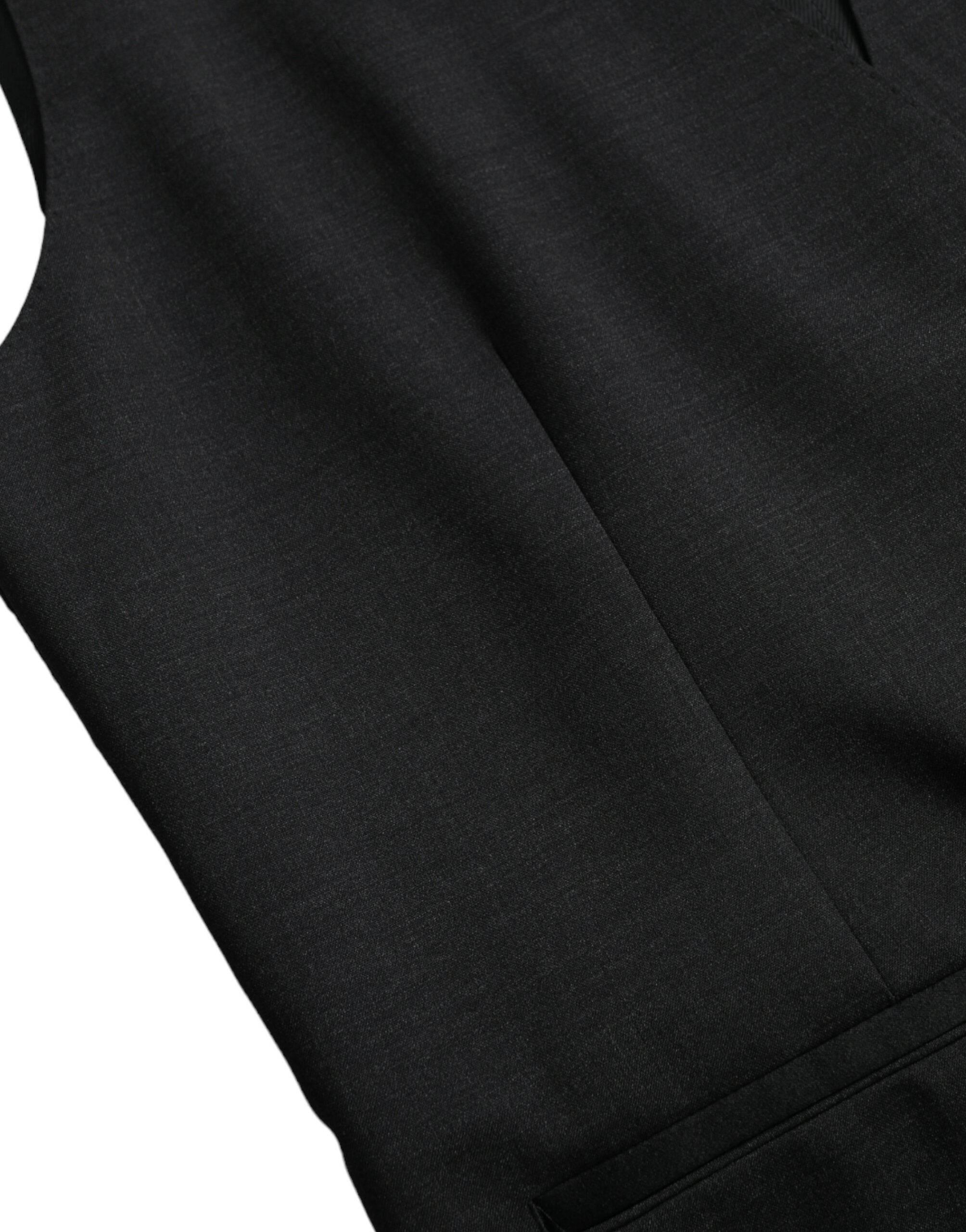 Dolce & Gabbana Black Cotton Waistcoat Dress Formal Vest - Hilstor