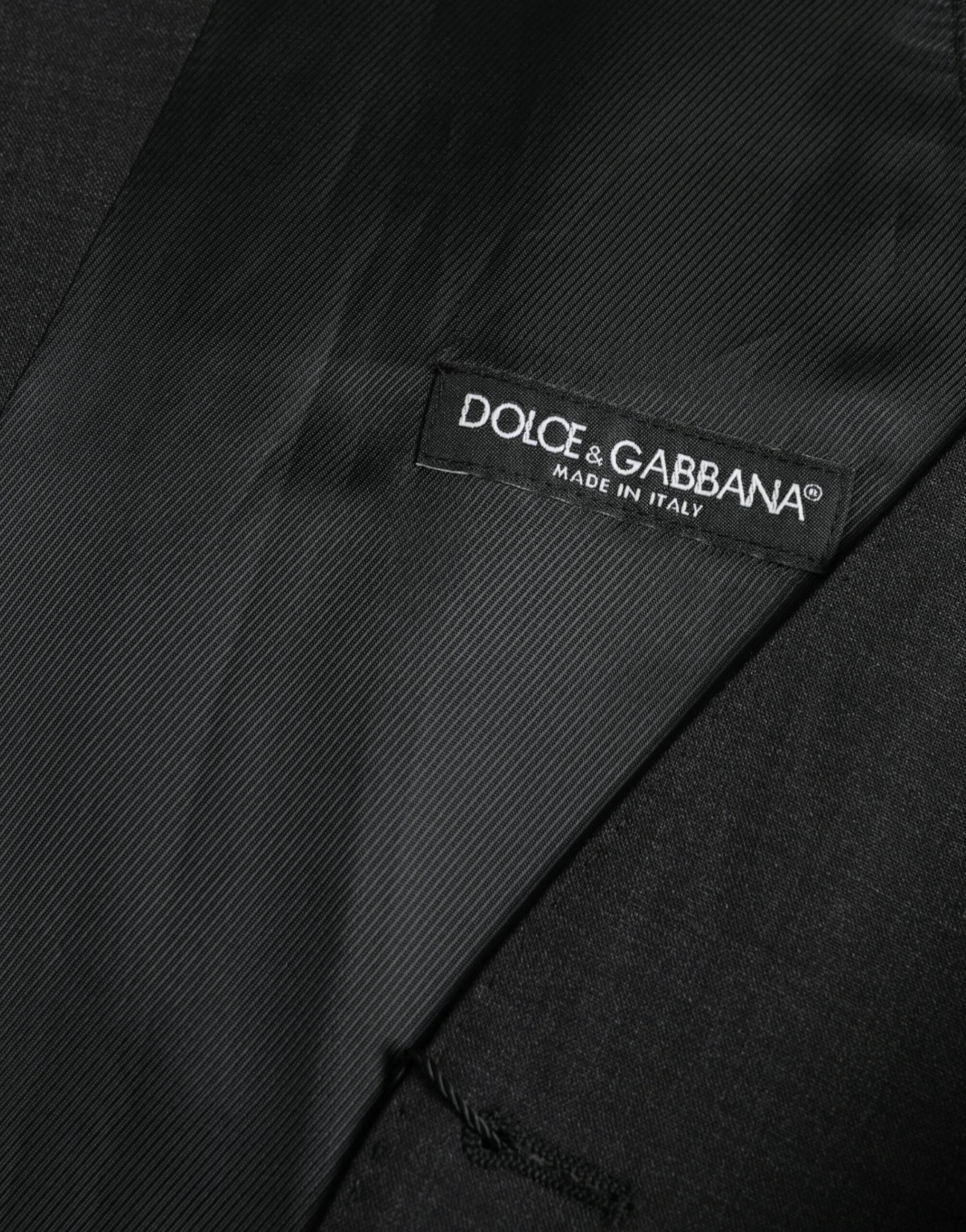 Dolce & Gabbana Black Cotton Waistcoat Dress Formal Vest - Hilstor
