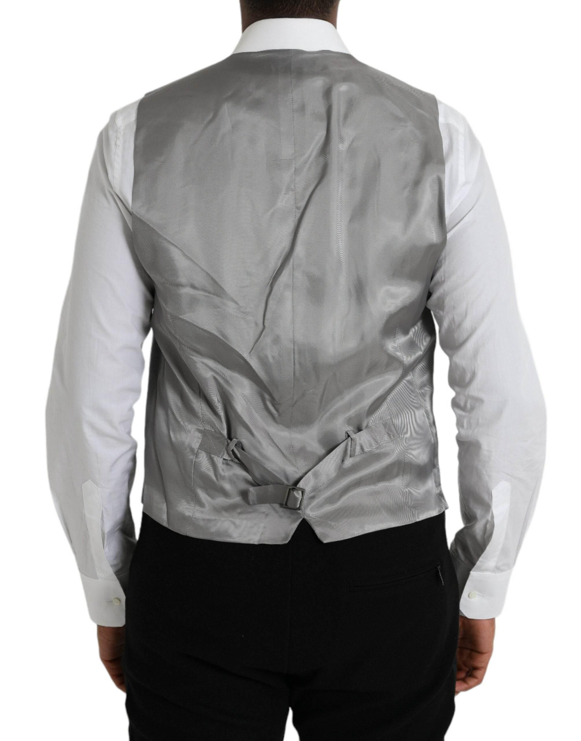Dolce & Gabbana Light Gray Wool Formal Dress Waistcoat Vest - Hilstor