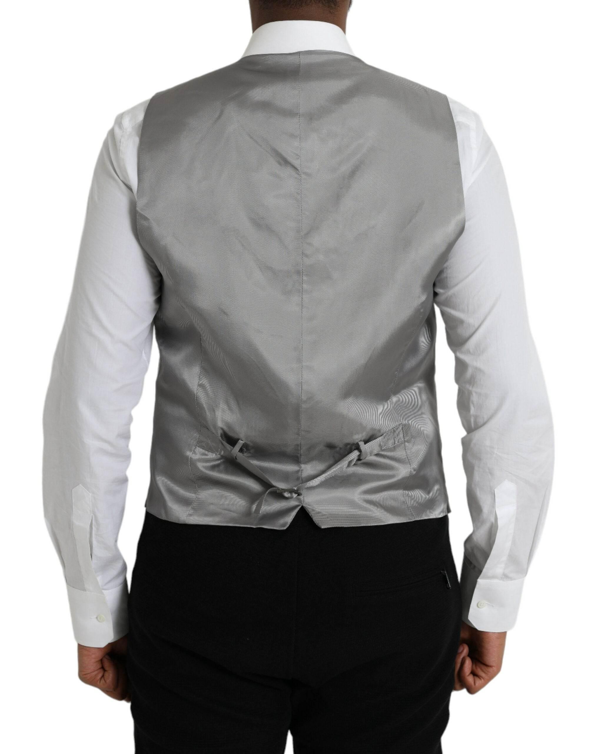 Dolce & Gabbana Light Gray Wool Formal Dress Waistcoat Vest - Hilstor