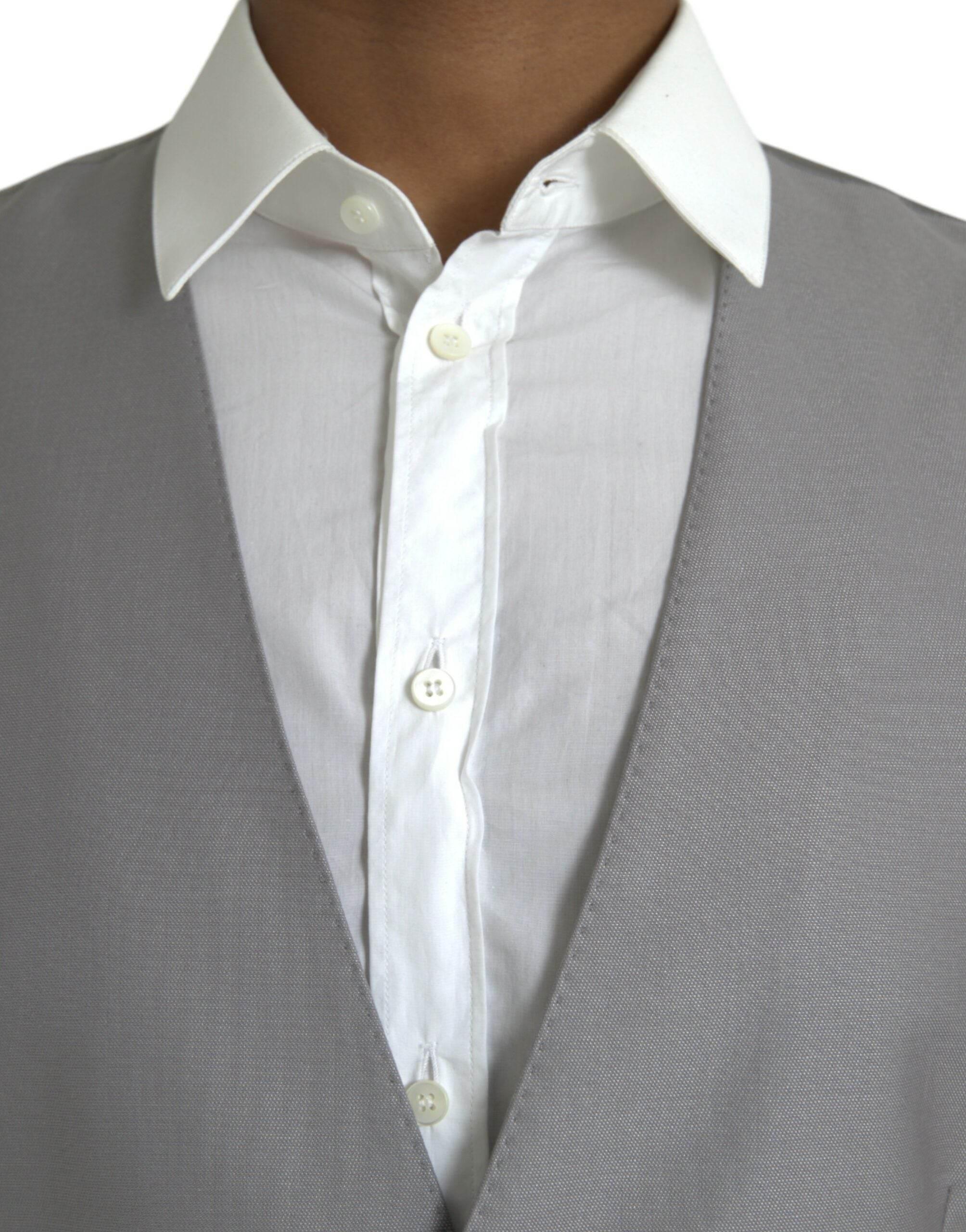 Dolce & Gabbana Light Gray Wool Formal Dress Waistcoat Vest - Hilstor