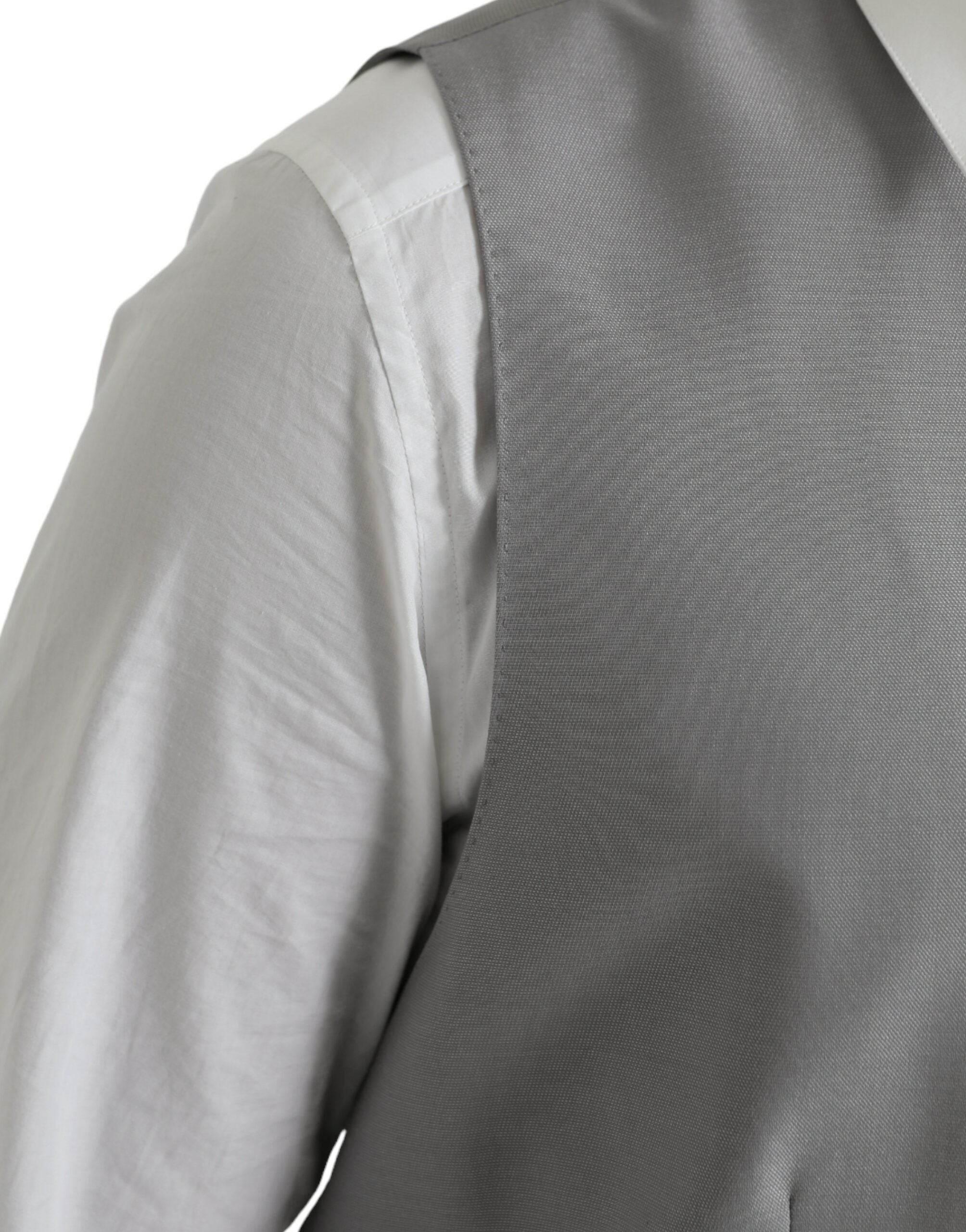 Dolce & Gabbana Light Gray Wool Formal Dress Waistcoat Vest - Hilstor