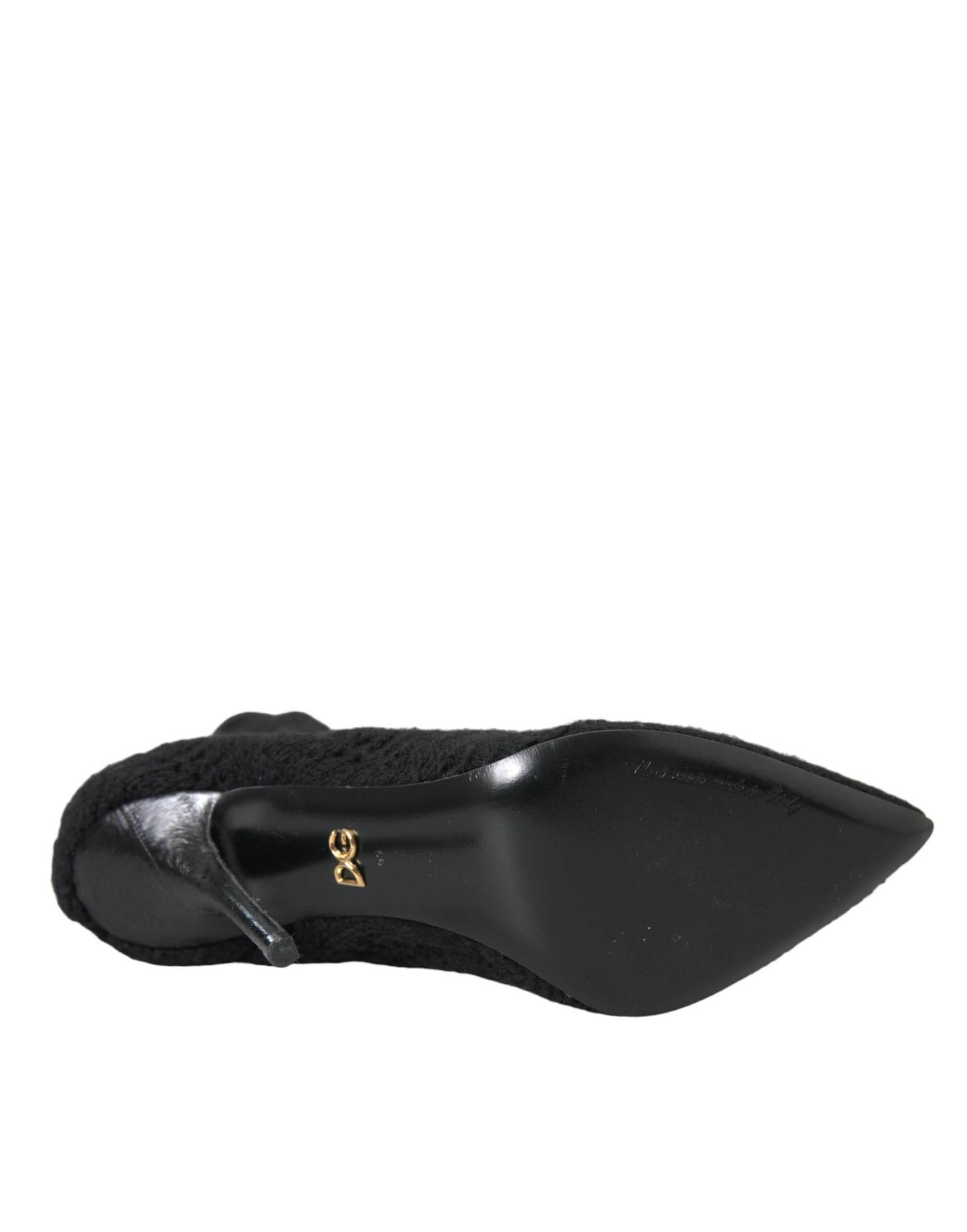 Dolce & Gabbana Black Stiletto Heels Mid Calf Boots Shoes - Hilstor