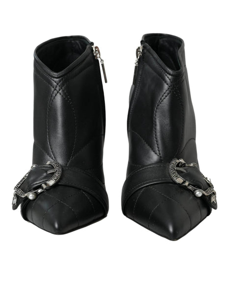 Dolce & Gabbana Black Devotion Quilted Buckled Boots Shoes - Hilstor