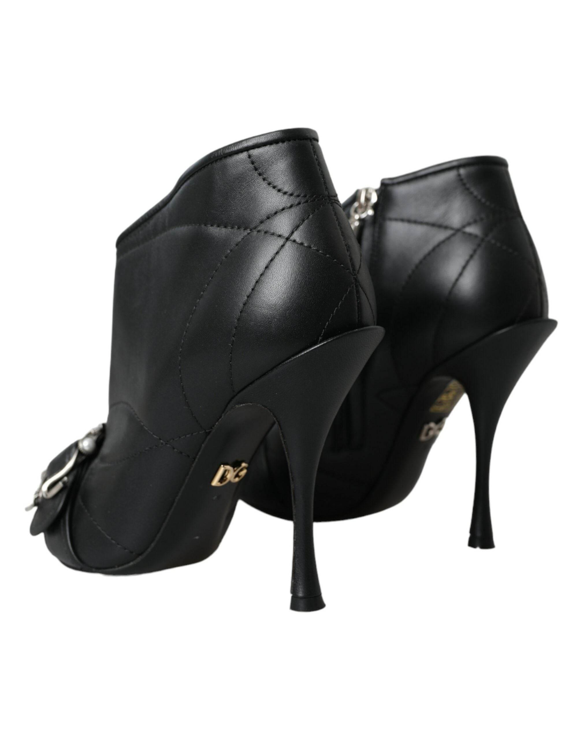 Dolce & Gabbana Black Devotion Quilted Buckled Boots Shoes - Hilstor