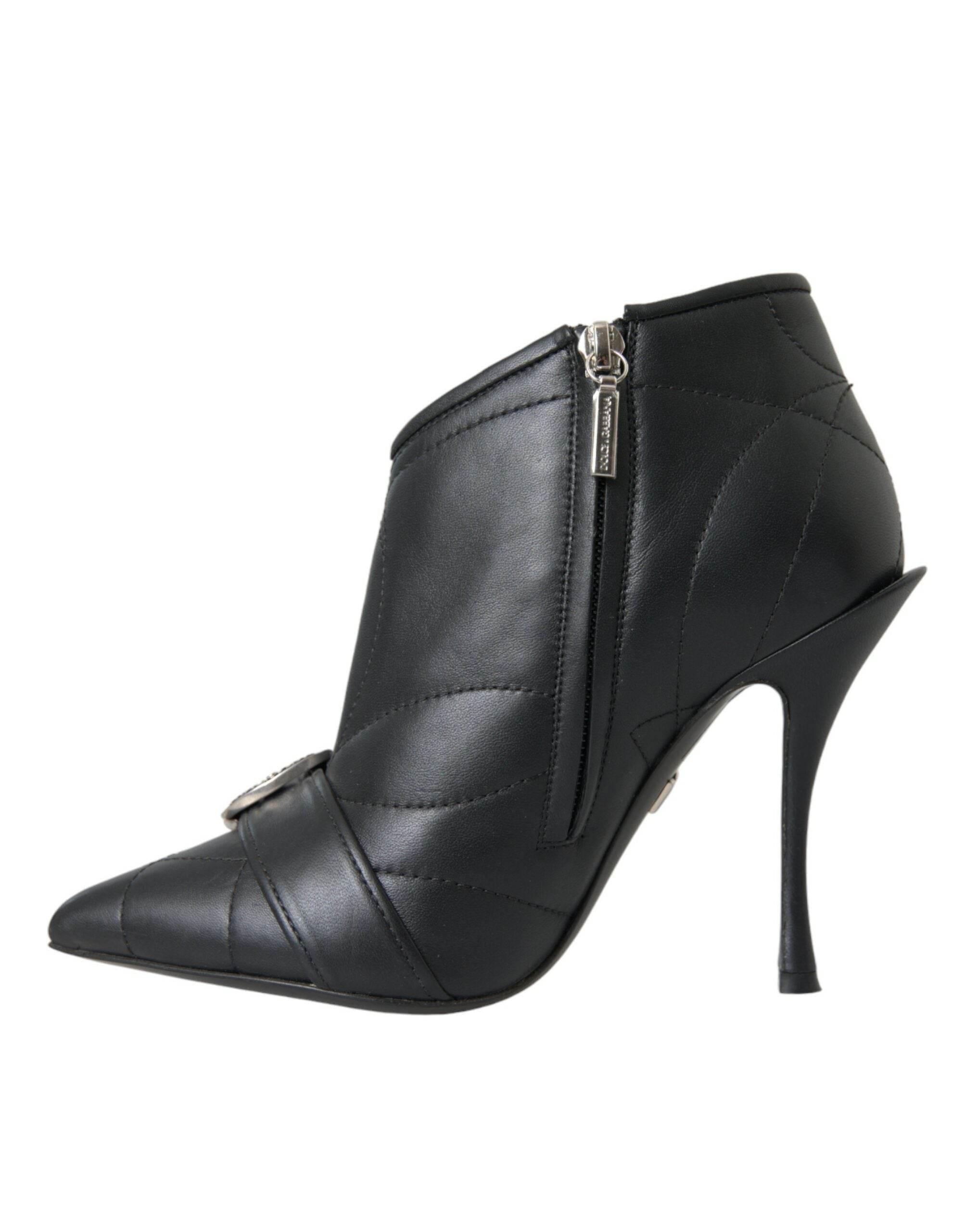 Dolce & Gabbana Black Devotion Quilted Buckled Boots Shoes - Hilstor