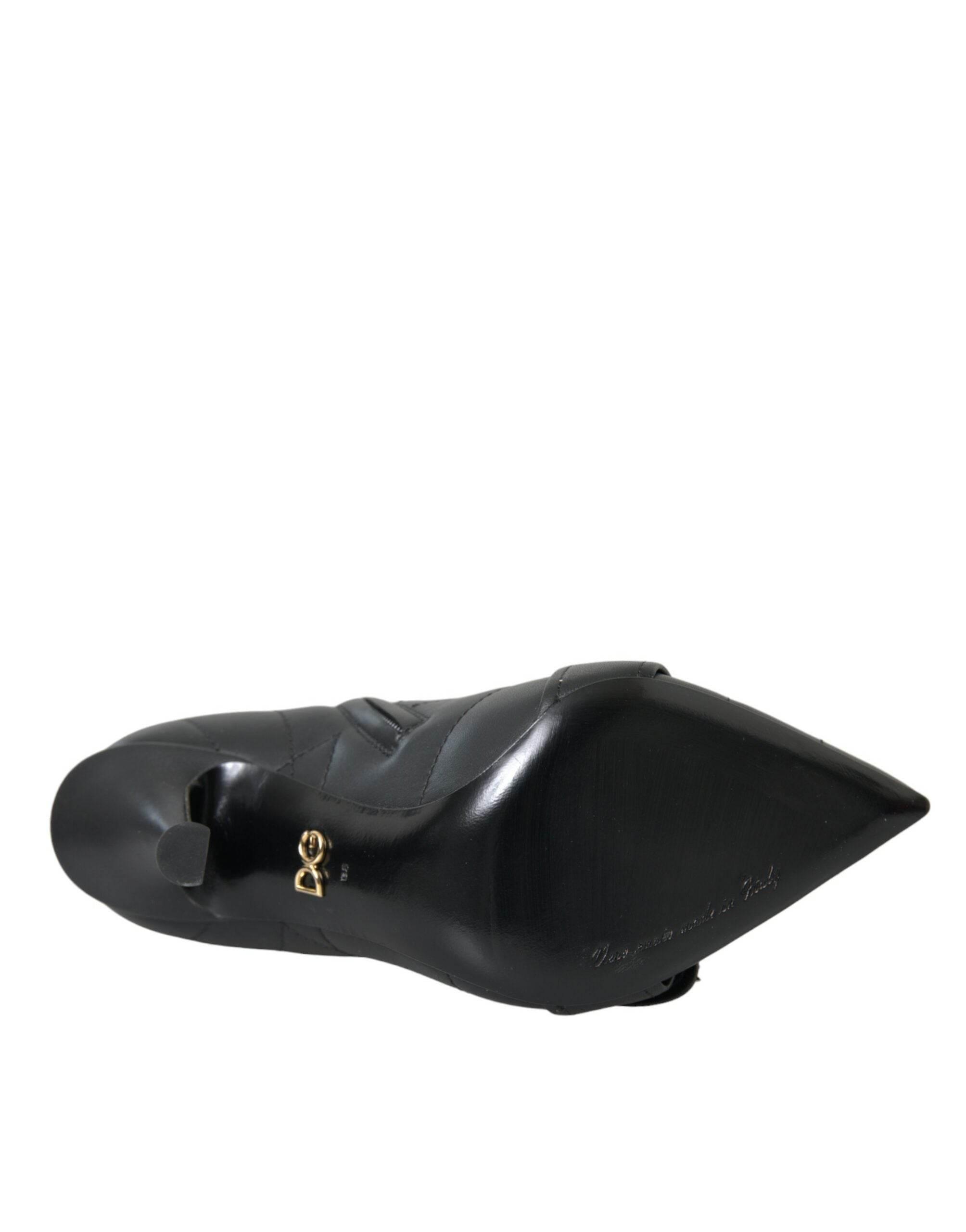 Dolce & Gabbana Black Devotion Quilted Buckled Boots Shoes - Hilstor