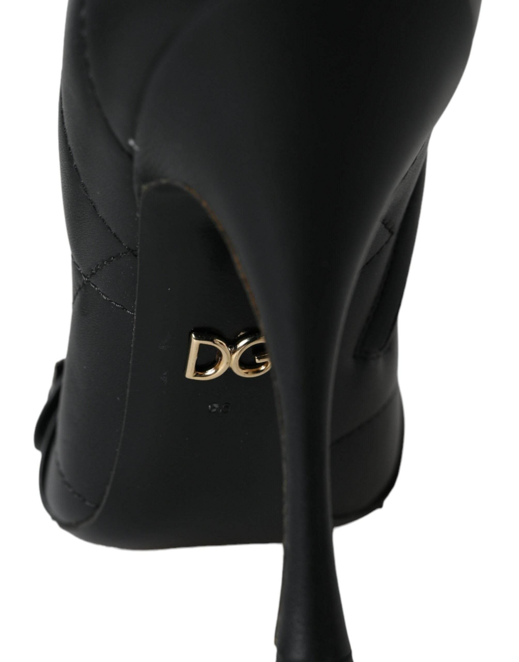 Dolce & Gabbana Black Devotion Quilted Buckled Boots Shoes - Hilstor