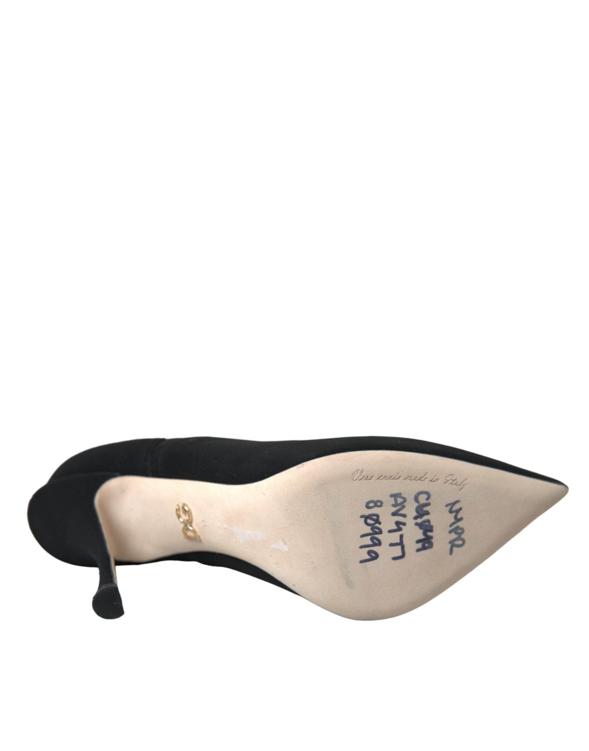 Dolce & Gabbana Black Stiletto Heels Mid Calf Boots Shoes - Hilstor
