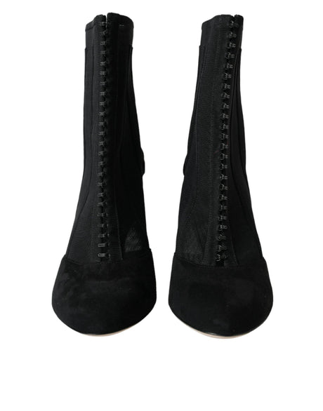 Dolce & Gabbana Black Mesh Stiletto Heels Ankle Boots Shoes - Hilstor