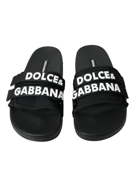 Dolce & Gabbana Black Neoprene Slides Flats Beachwear Shoes - Hilstor
