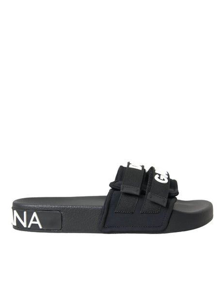 Dolce & Gabbana Black Neoprene Slides Flats Beachwear Shoes - Hilstor