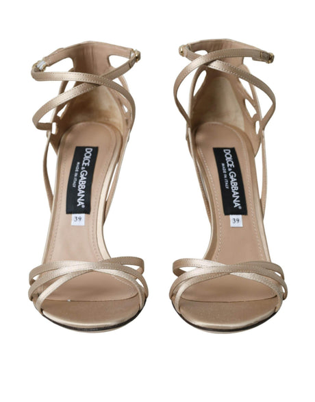 Dolce & Gabbana Beige Leather Strappy Heels Sandals Shoes - Hilstor