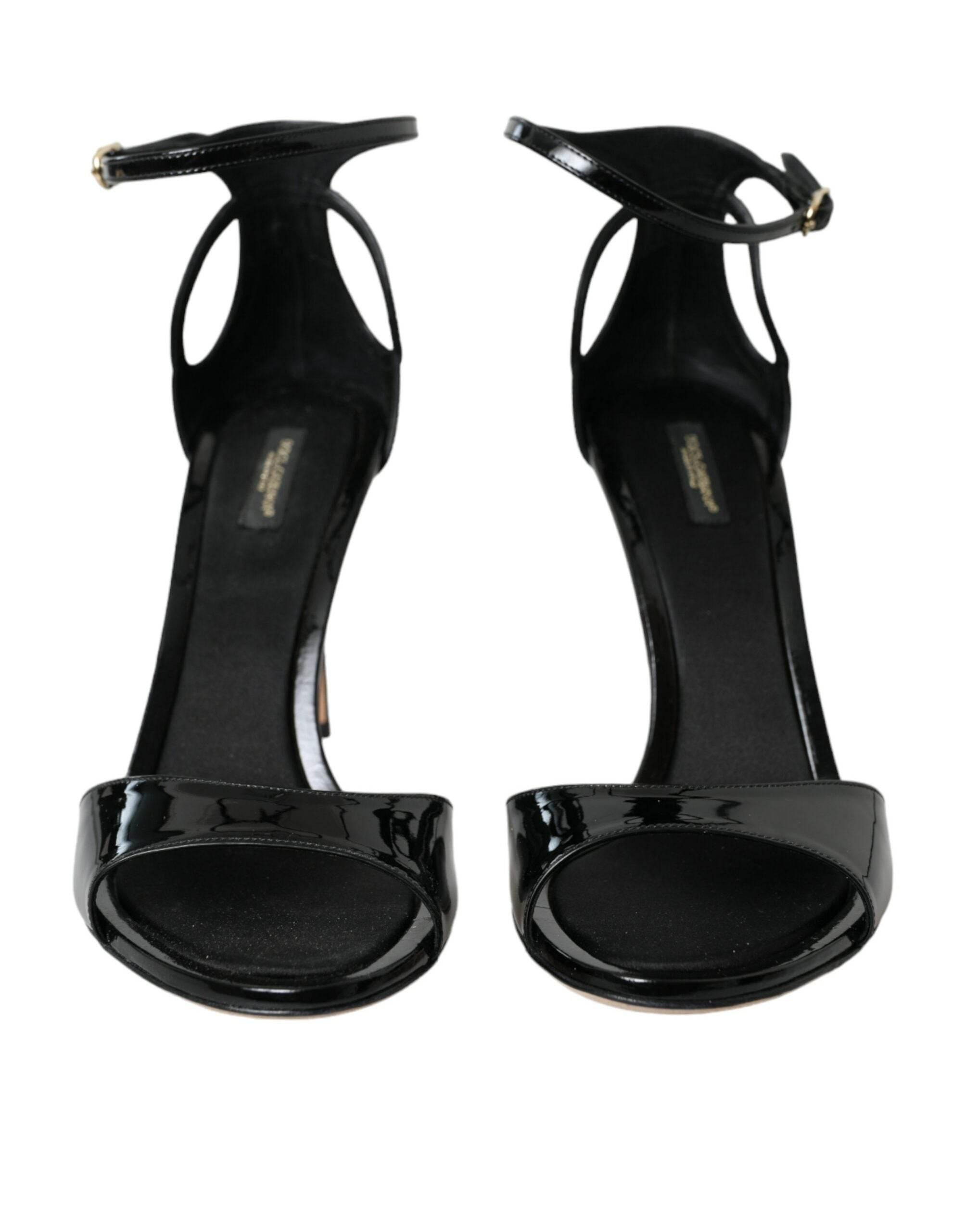 Dolce & Gabbana Black KEIRA Leather Heels Sandals Shoes - Hilstor