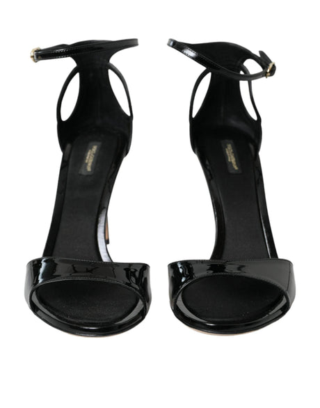 Dolce & Gabbana Black KEIRA Leather Heels Sandals Shoes - Hilstor
