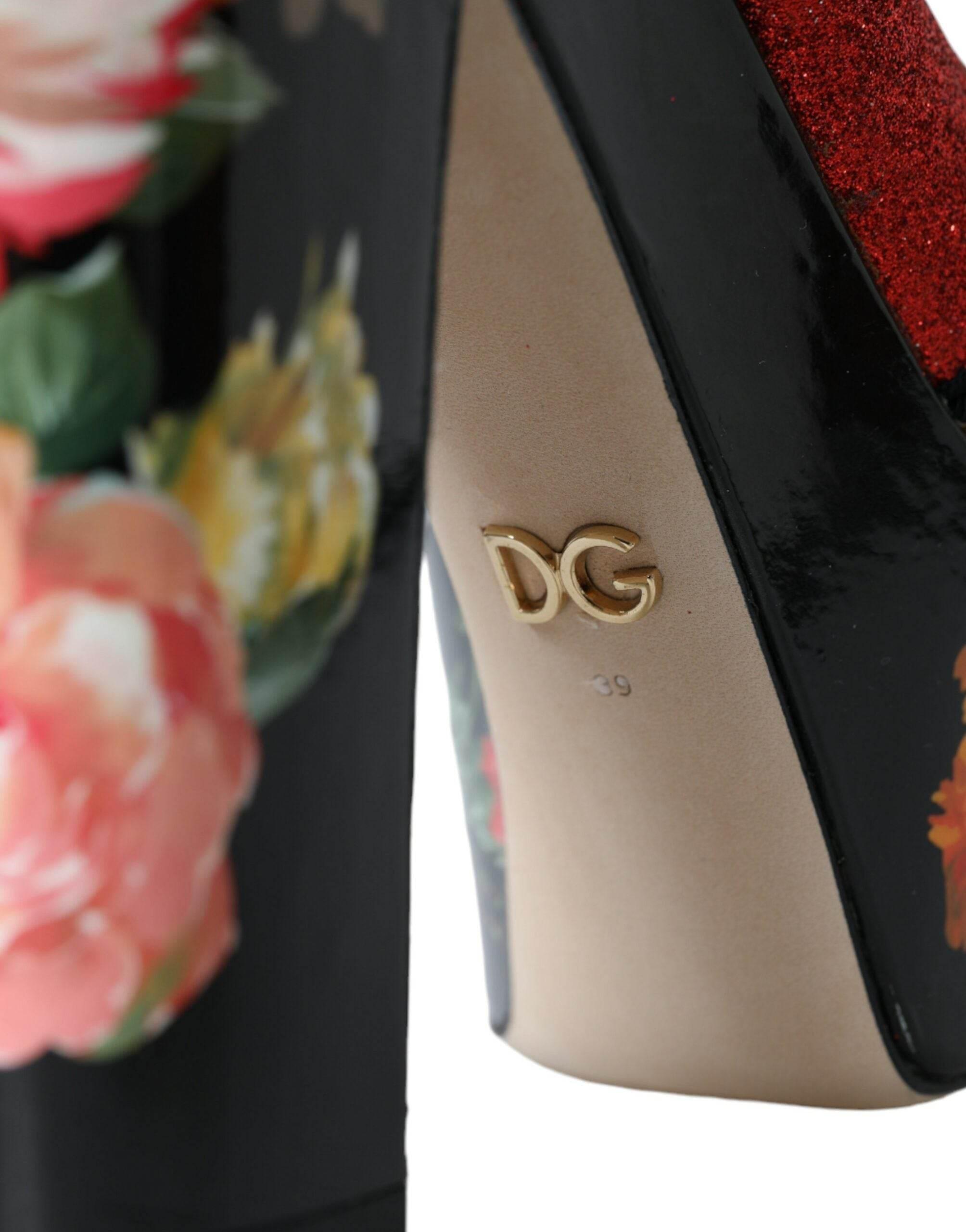 Dolce & Gabbana Multicolor Floral Crystal Platform Sandals Shoes - Hilstor