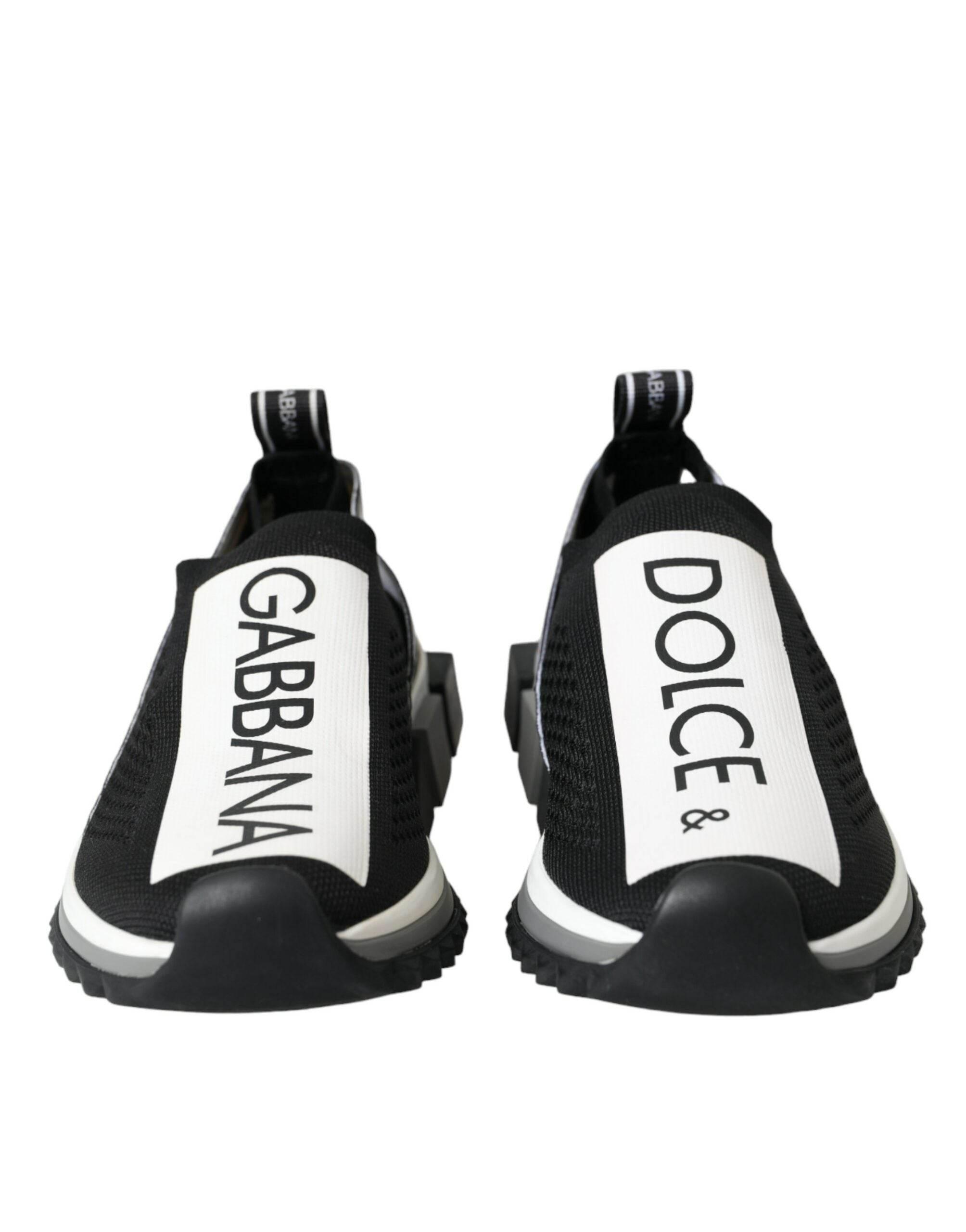 Dolce & Gabbana Black White Slip On Sorrento Sneakers Shoes - Hilstor