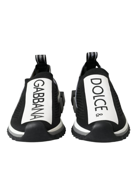 Dolce & Gabbana Black White Slip On Sorrento Sneakers Shoes - Hilstor