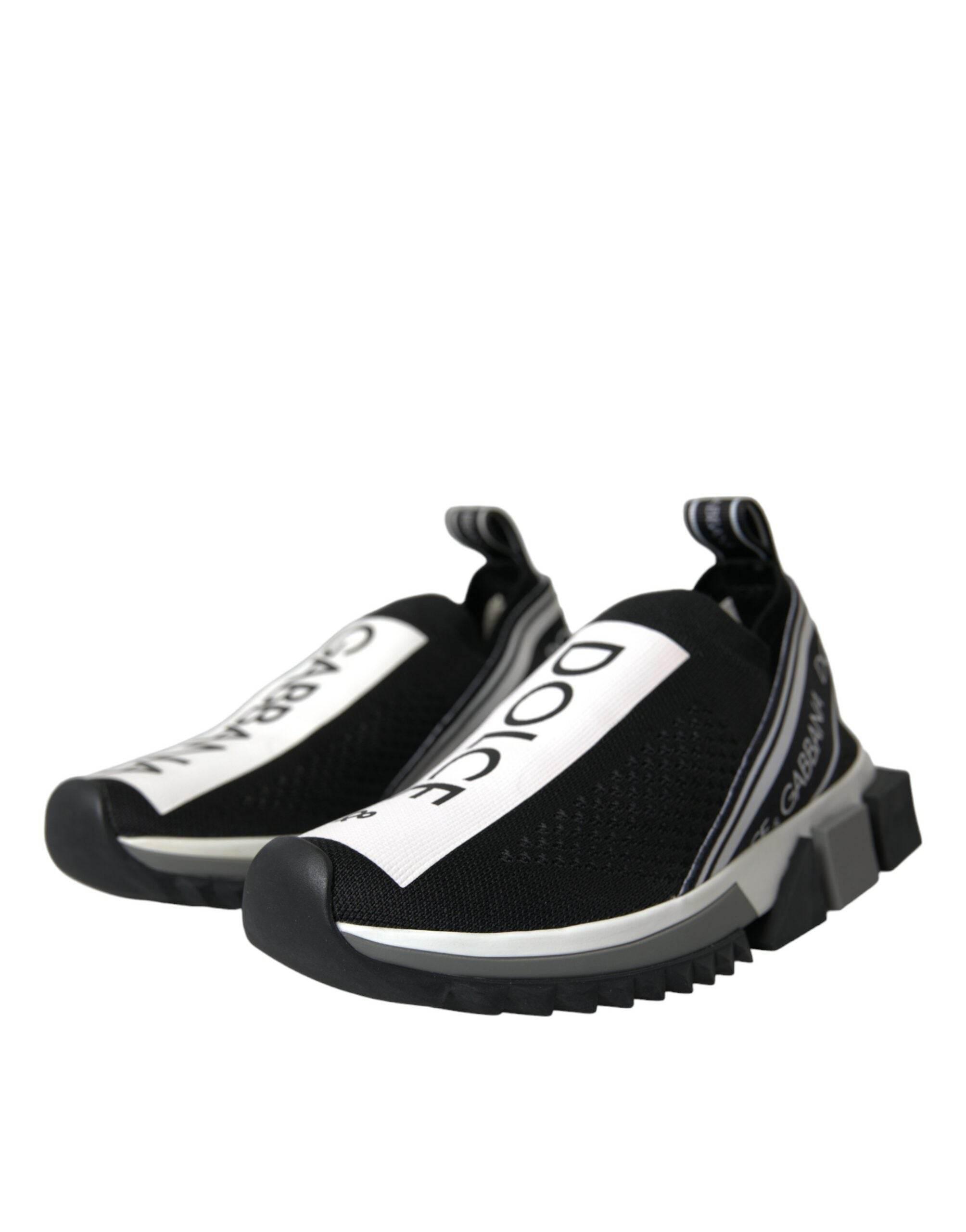 Dolce & Gabbana Black White Slip On Sorrento Sneakers Shoes - Hilstor