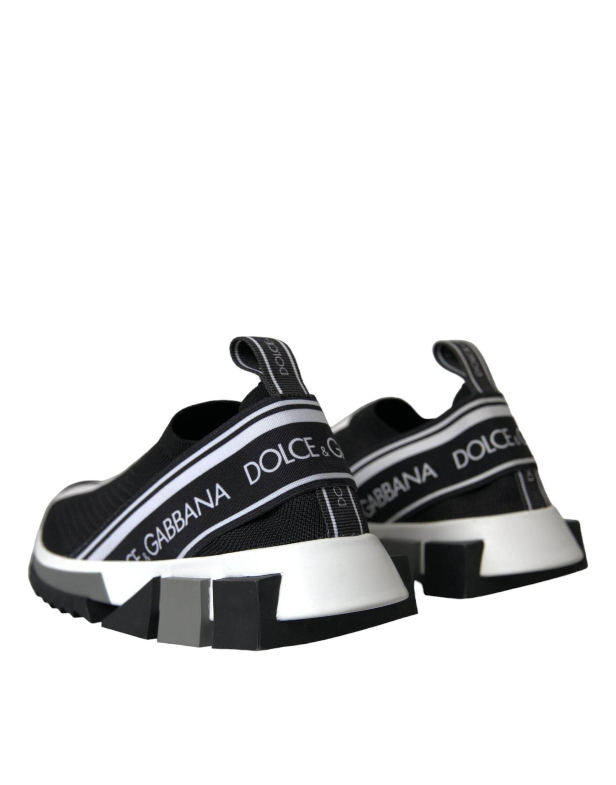 Dolce & Gabbana Black White Slip On Sorrento Sneakers Shoes - Hilstor