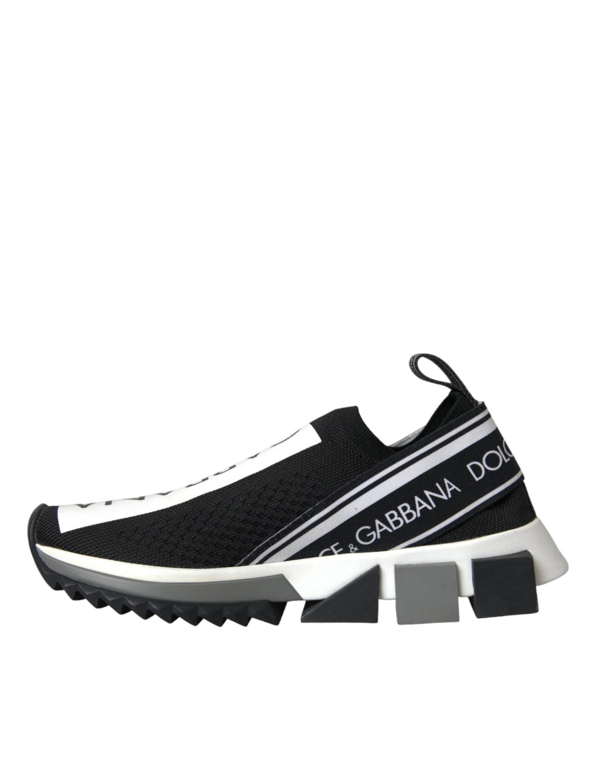 Dolce & Gabbana Black White Slip On Sorrento Sneakers Shoes - Hilstor