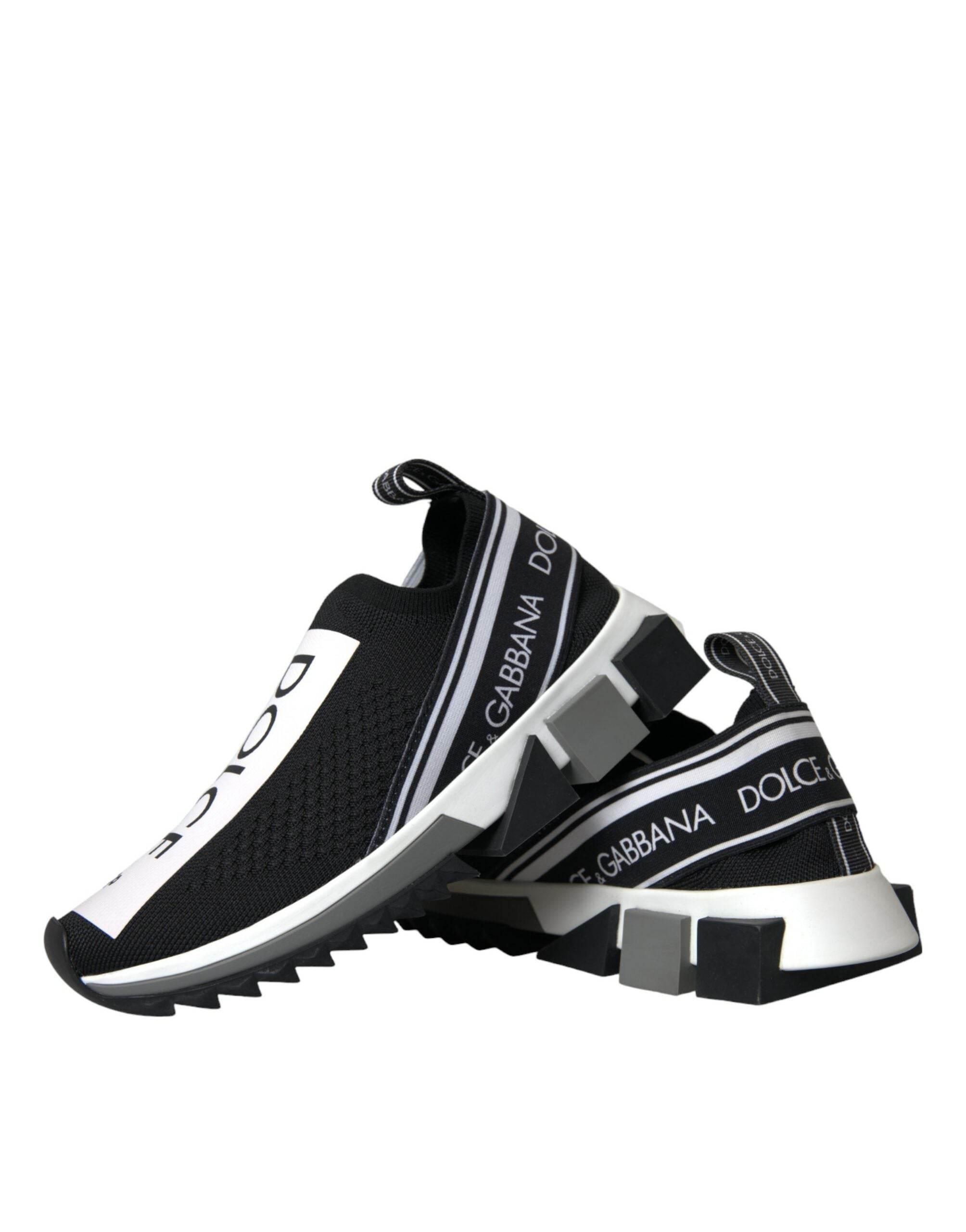 Dolce & Gabbana Black White Slip On Sorrento Sneakers Shoes - Hilstor