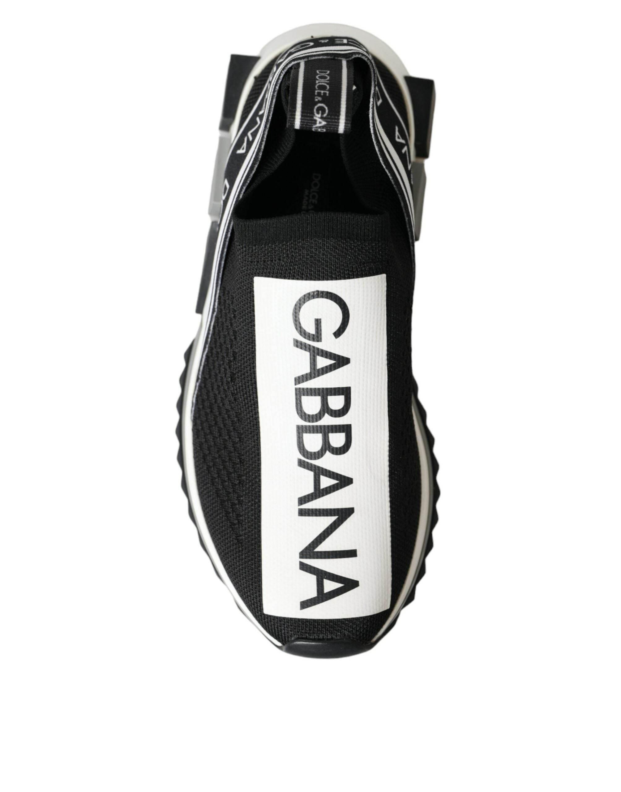 Dolce & Gabbana Black White Slip On Sorrento Sneakers Shoes - Hilstor