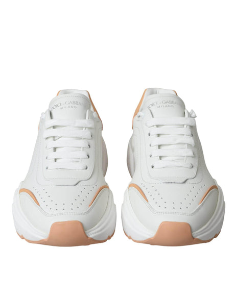 Dolce & Gabbana White Peach DAYMASTER Leather Sneakers Shoes - Hilstor