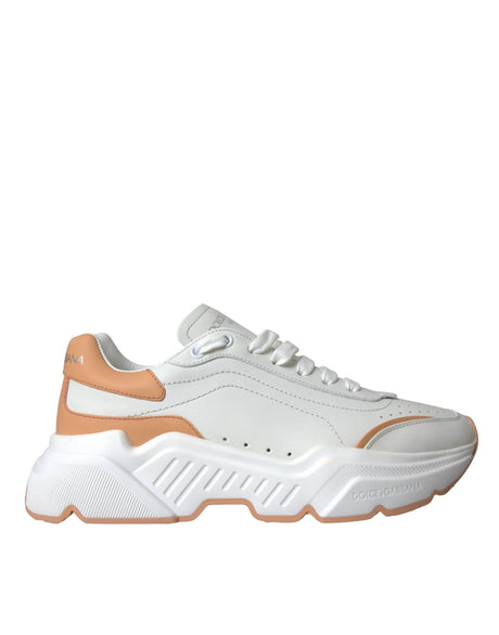 Dolce & Gabbana White Peach DAYMASTER Leather Sneakers Shoes - Hilstor