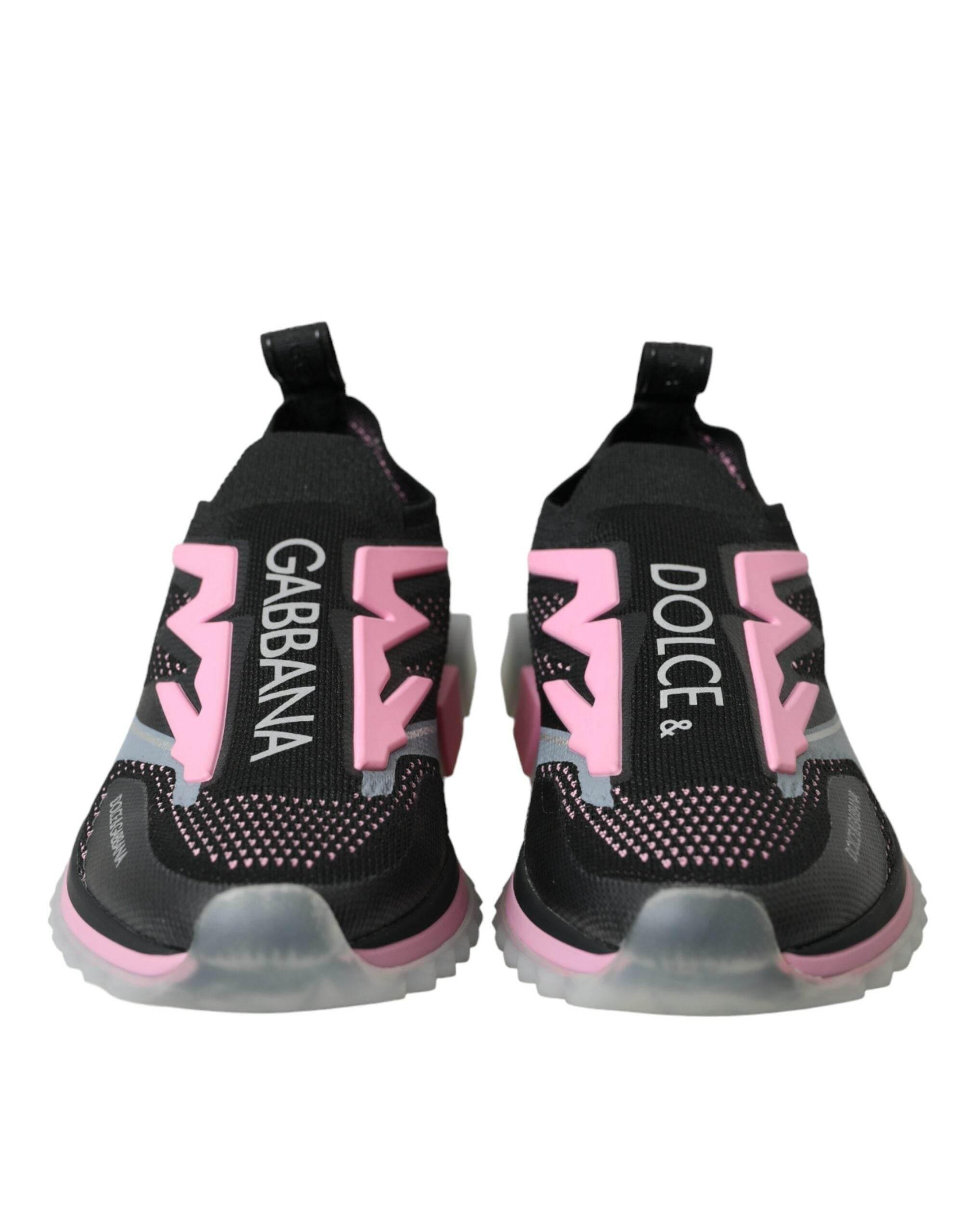 Dolce & Gabbana Black Pink Slip On Sorrento Sneakers Shoes - Hilstor
