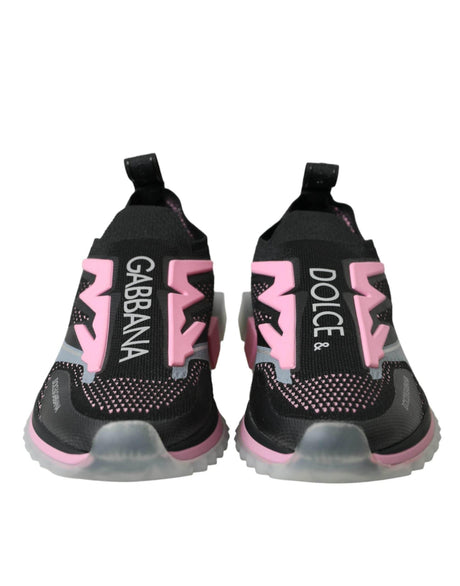 Dolce & Gabbana Black Pink Slip On Sorrento Sneakers Shoes - Hilstor