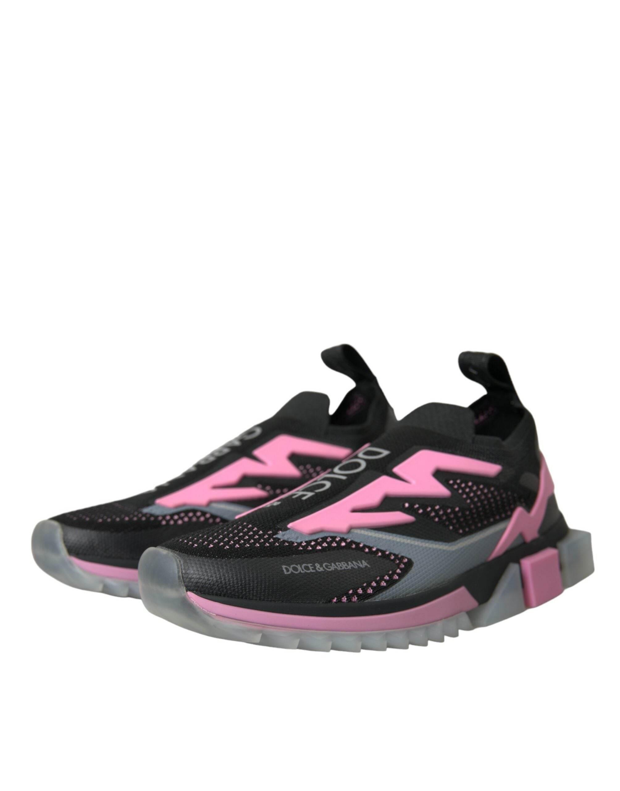 Dolce & Gabbana Black Pink Slip On Sorrento Sneakers Shoes - Hilstor
