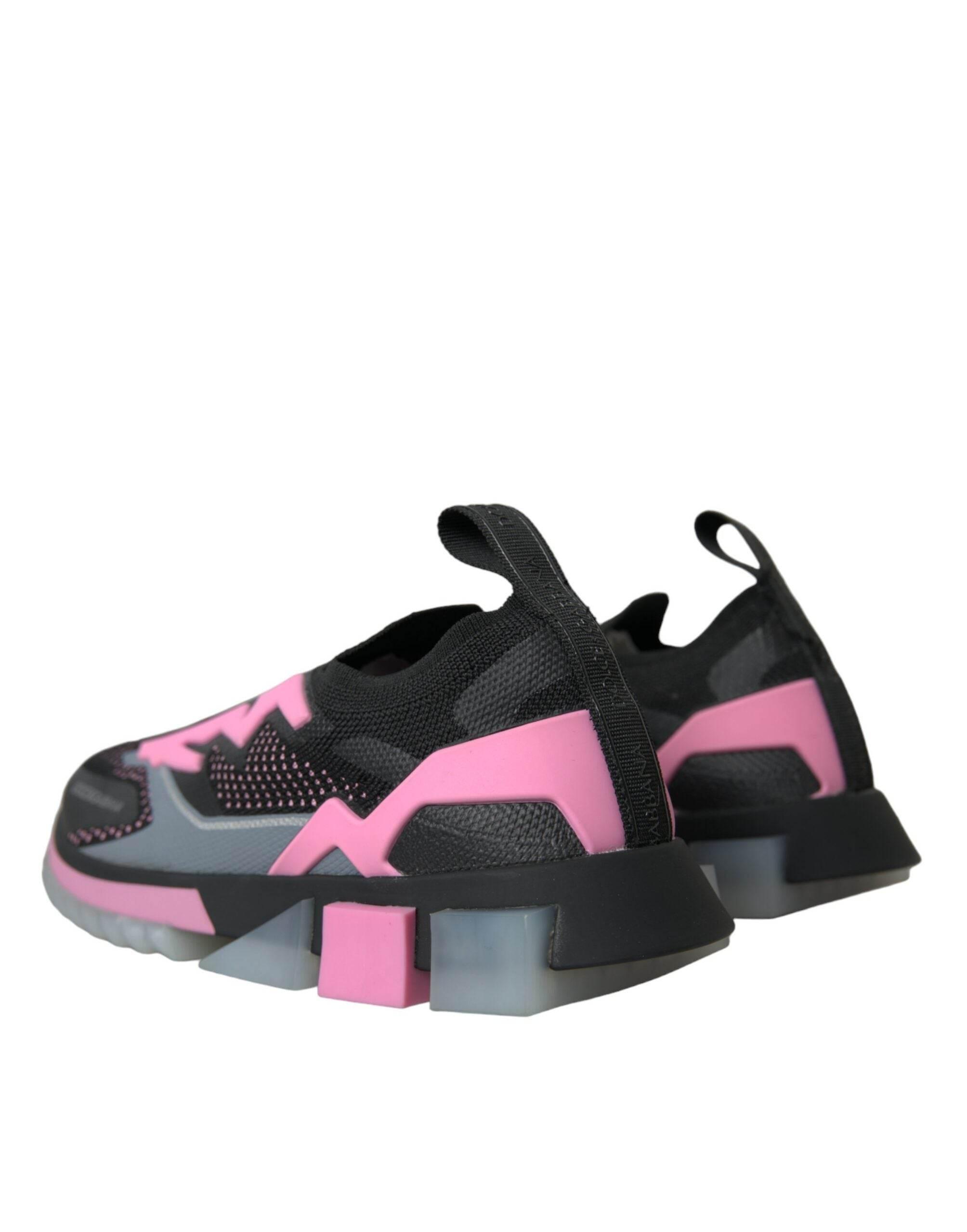 Dolce & Gabbana Black Pink Slip On Sorrento Sneakers Shoes - Hilstor