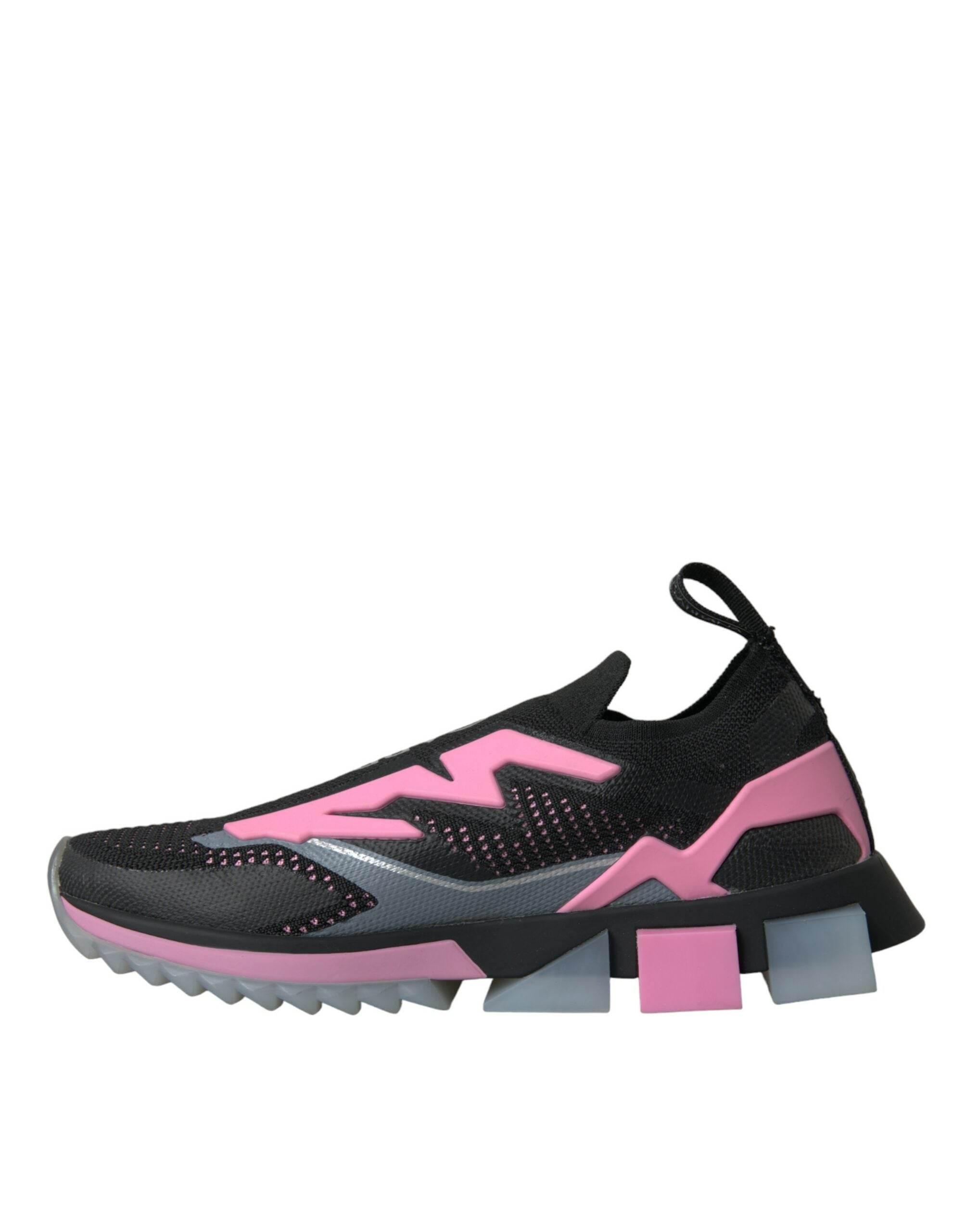 Dolce & Gabbana Black Pink Slip On Sorrento Sneakers Shoes - Hilstor