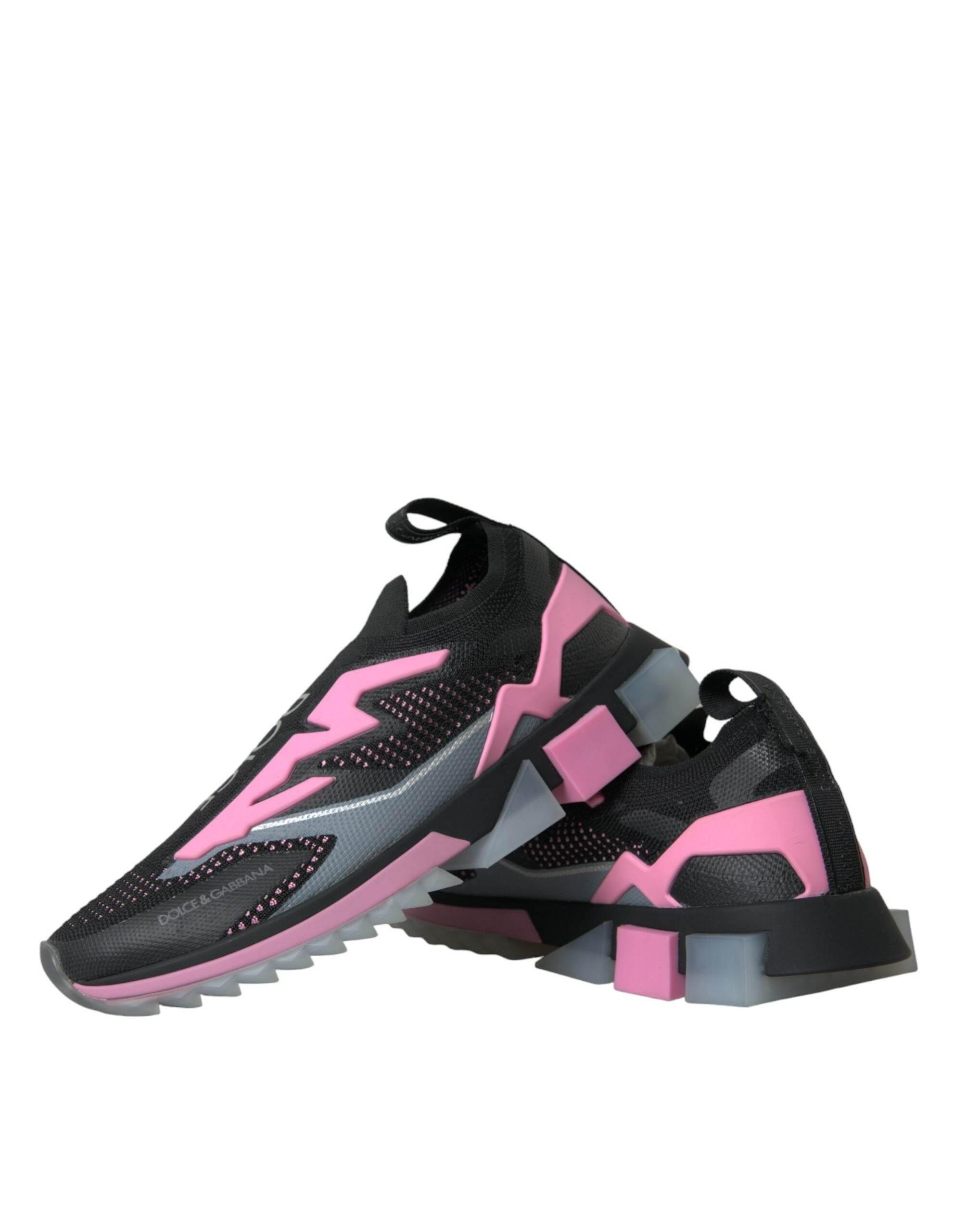 Dolce & Gabbana Black Pink Slip On Sorrento Sneakers Shoes - Hilstor