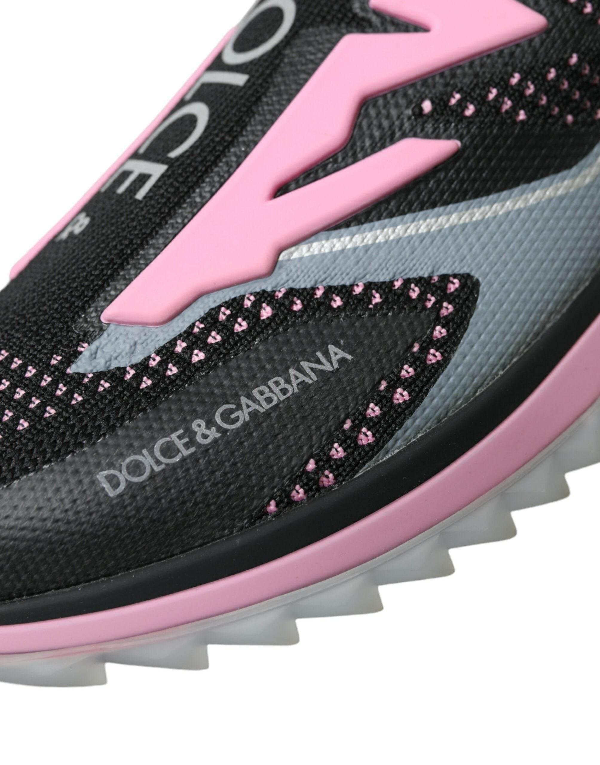 Dolce & Gabbana Black Pink Slip On Sorrento Sneakers Shoes - Hilstor