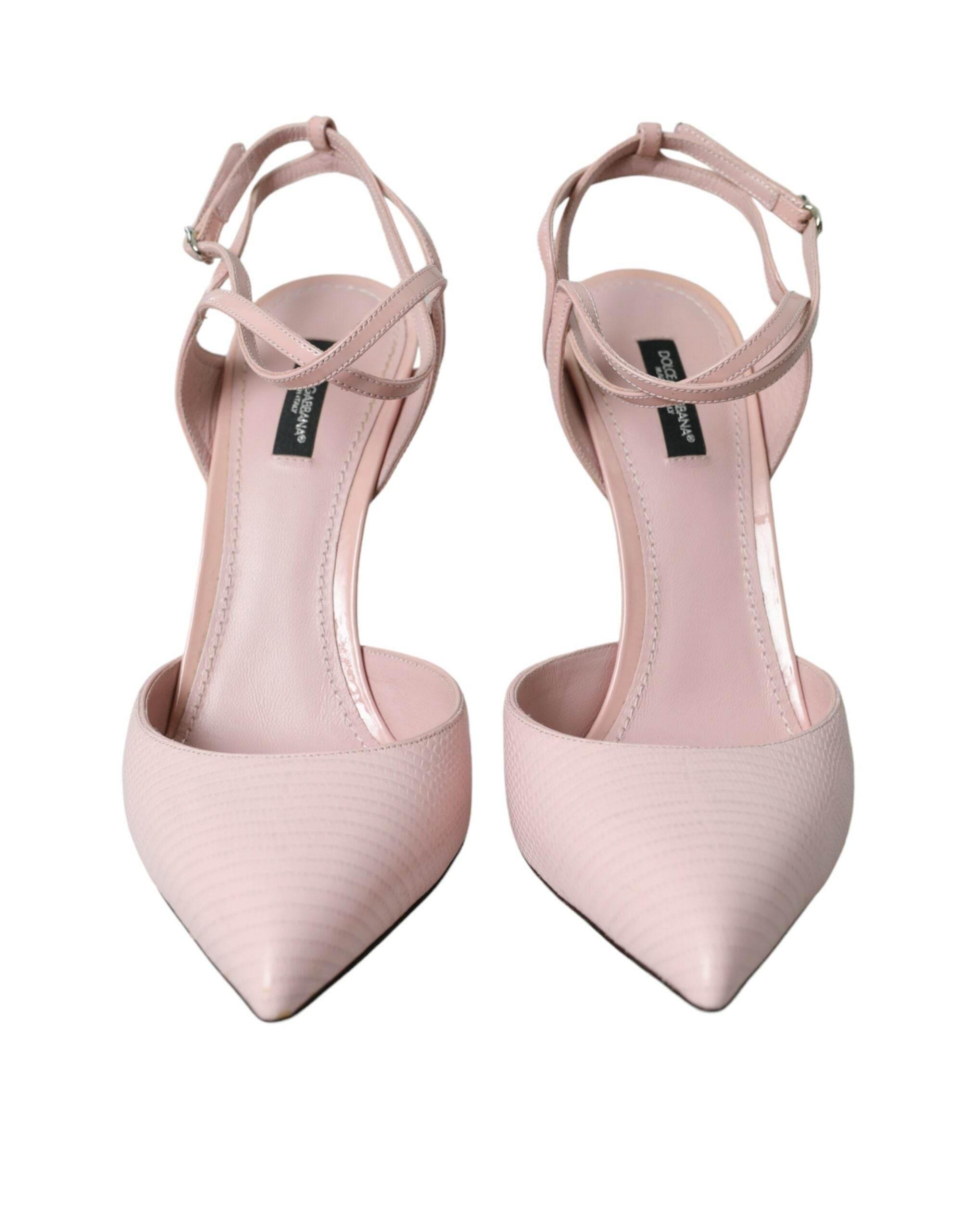 Dolce & Gabbana Pink Leather Ankle Strap Heels Pumps Shoes - Hilstor